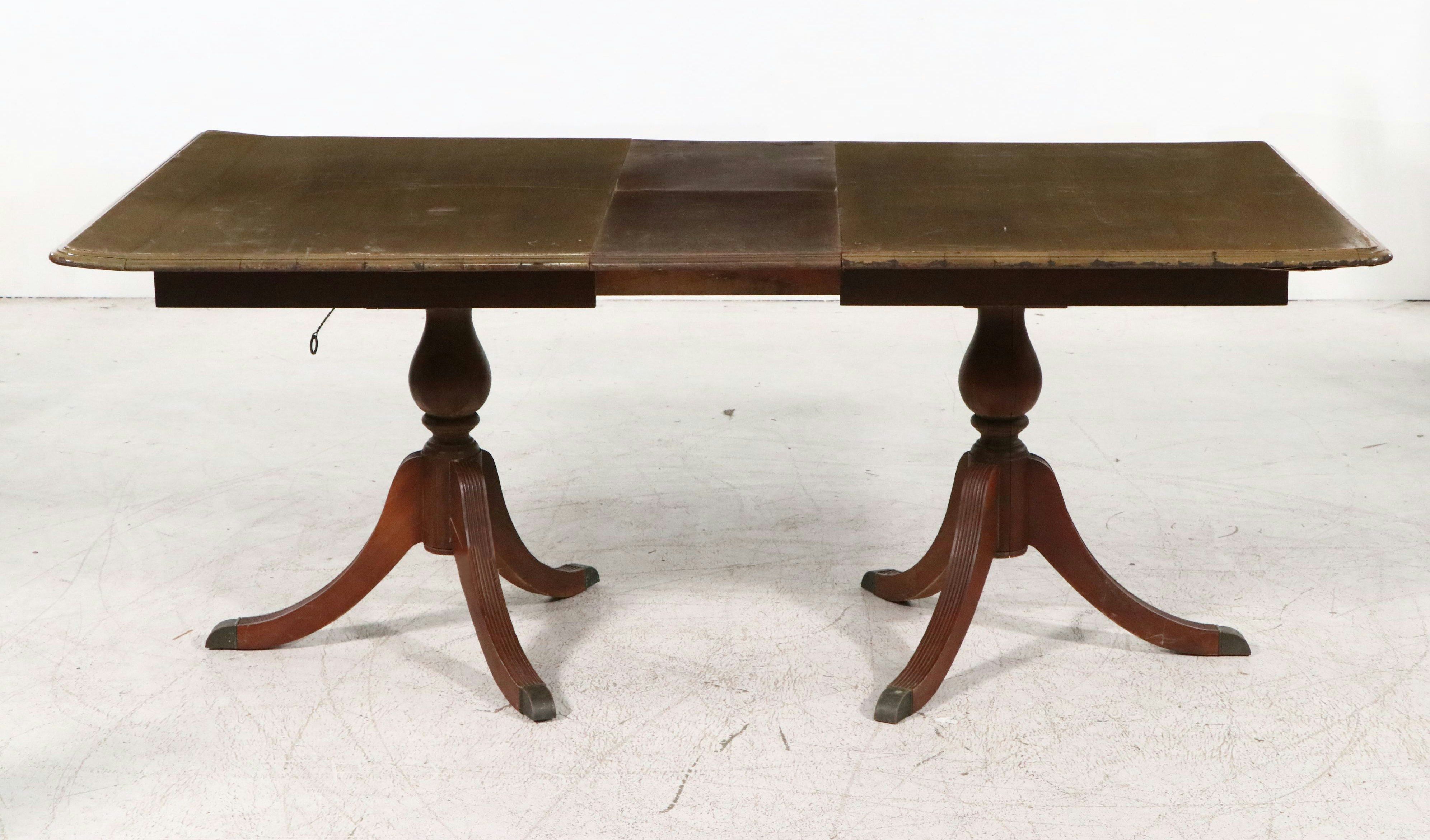 Eleven-Piece Duncan Phyfe Style Mahogany Dining Set with Shield-Back Chairs