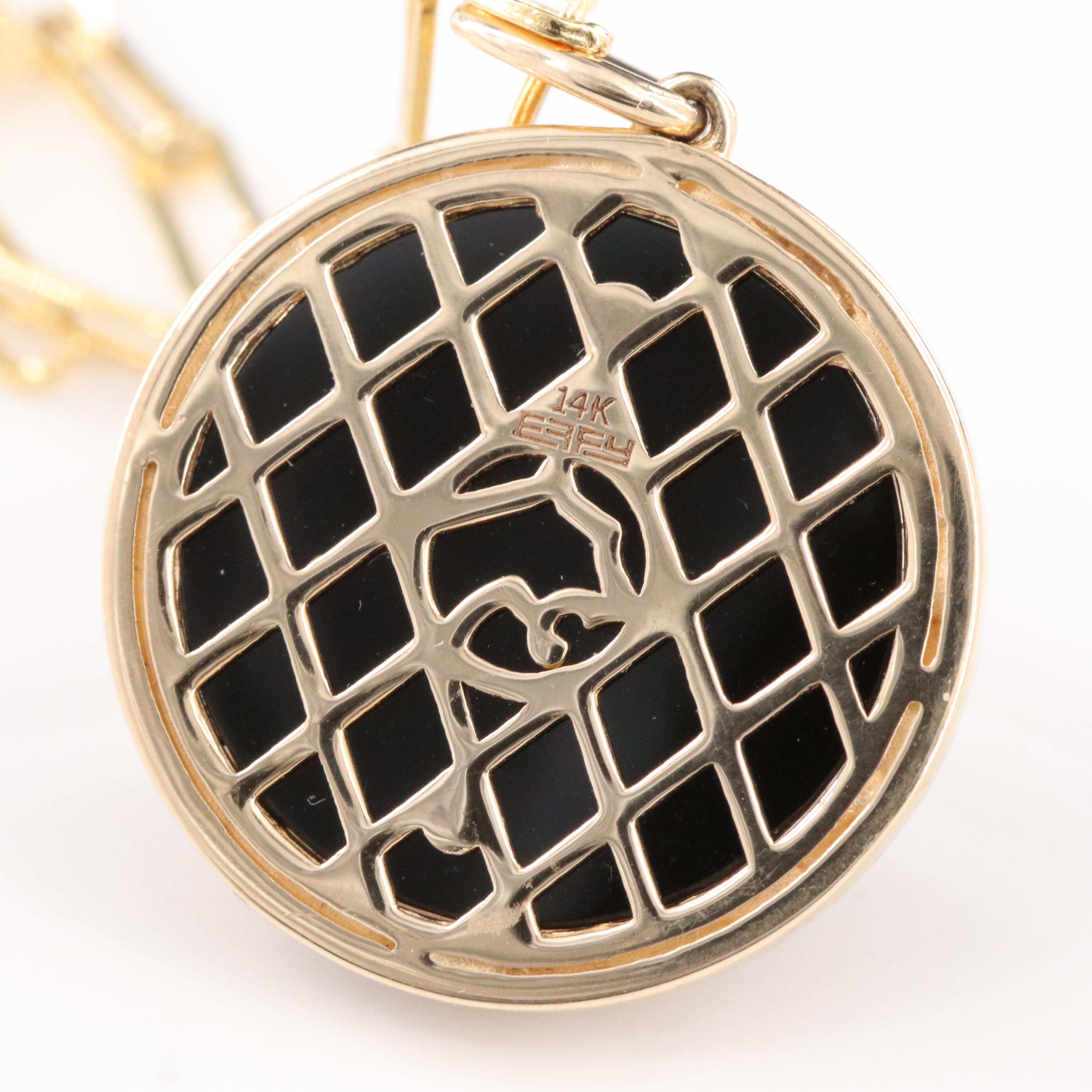 EFFY 14K Black Onyx, Diamond and Enamel Jaguar Pendant on Paper Clip Necklace