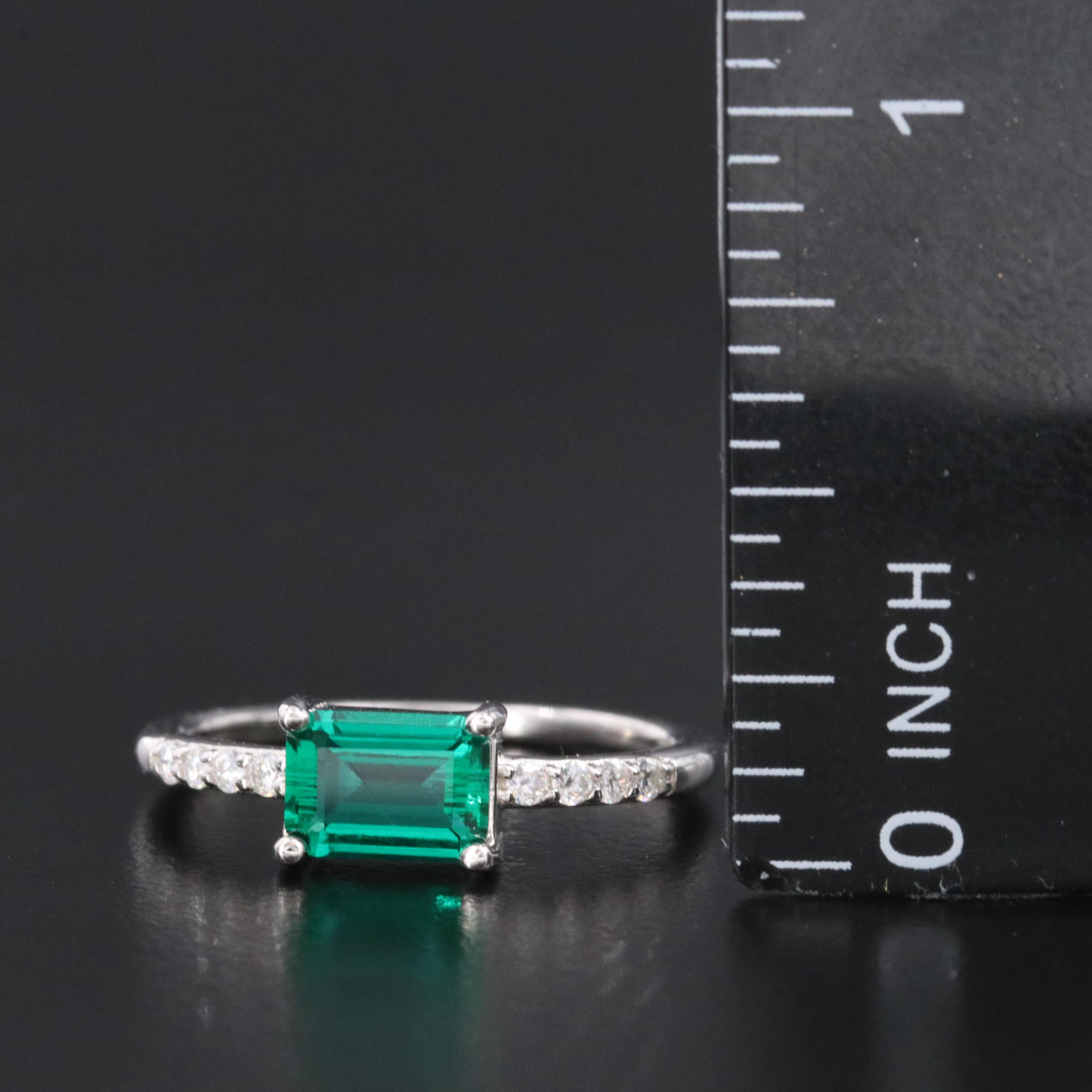 Sterling Emerald and Moissanite Ring