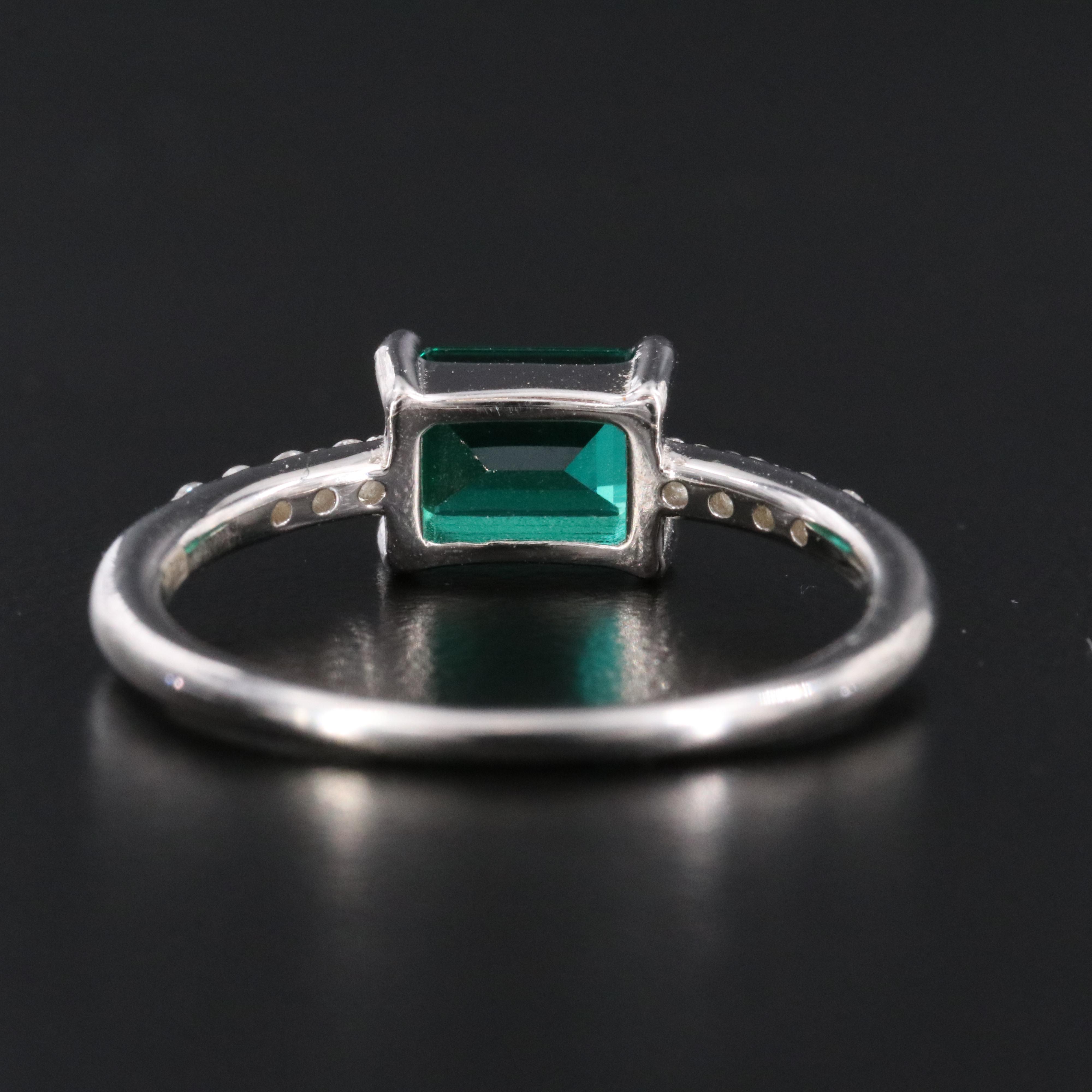 Sterling Emerald and Moissanite Ring