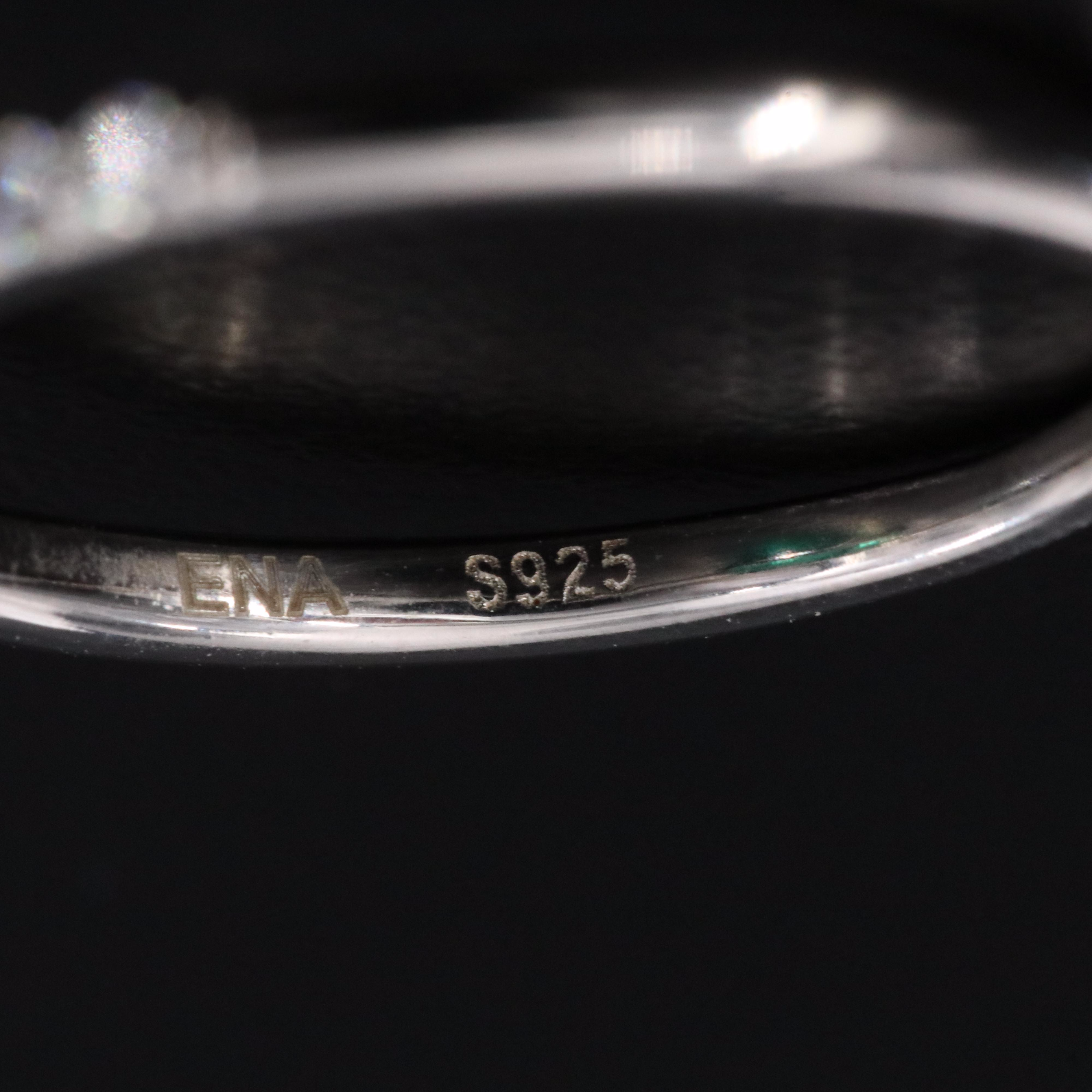 Sterling Emerald and Moissanite Ring