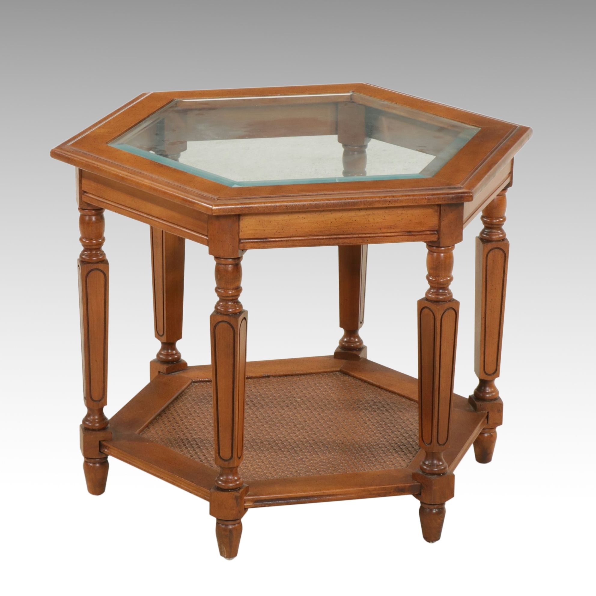 Hexagonal Glass-Top Side Table, Late 20th Century