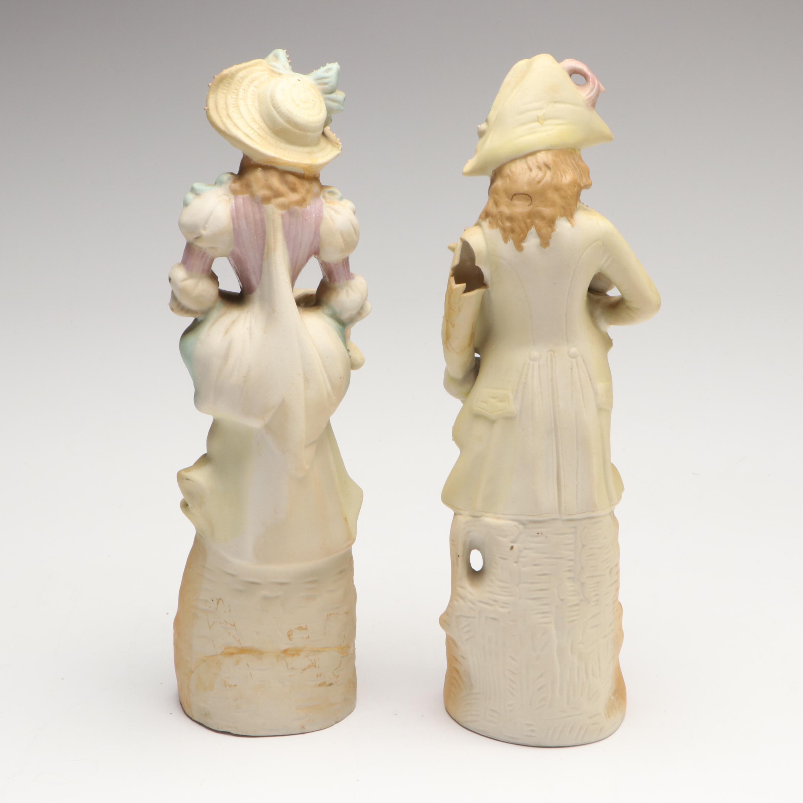 Victorian Style Hand-Painted Bisque Porcelain Figurines
