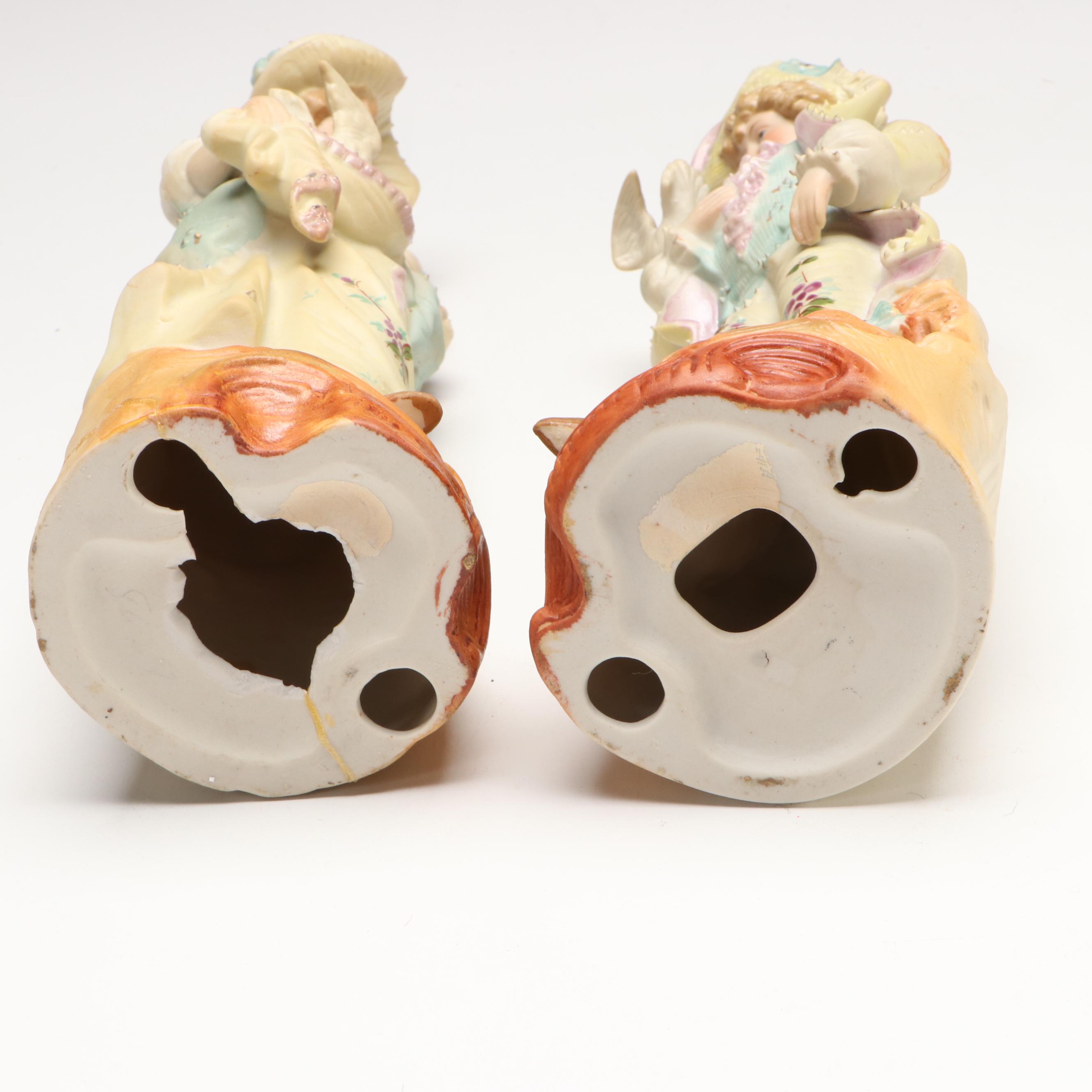 Victorian Style Hand-Painted Bisque Porcelain Figurines