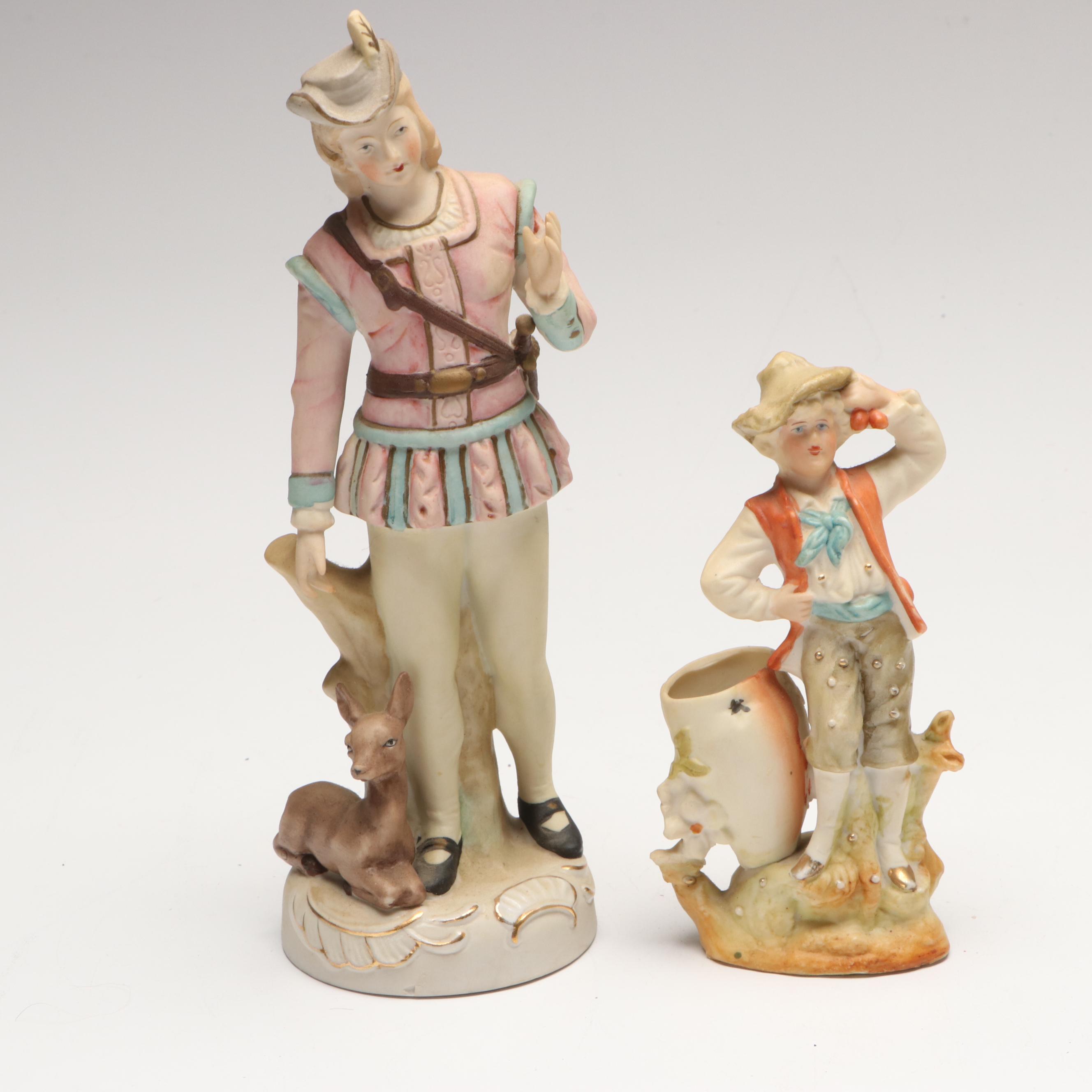 Victorian Style Hand-Painted Bisque Porcelain Figurines