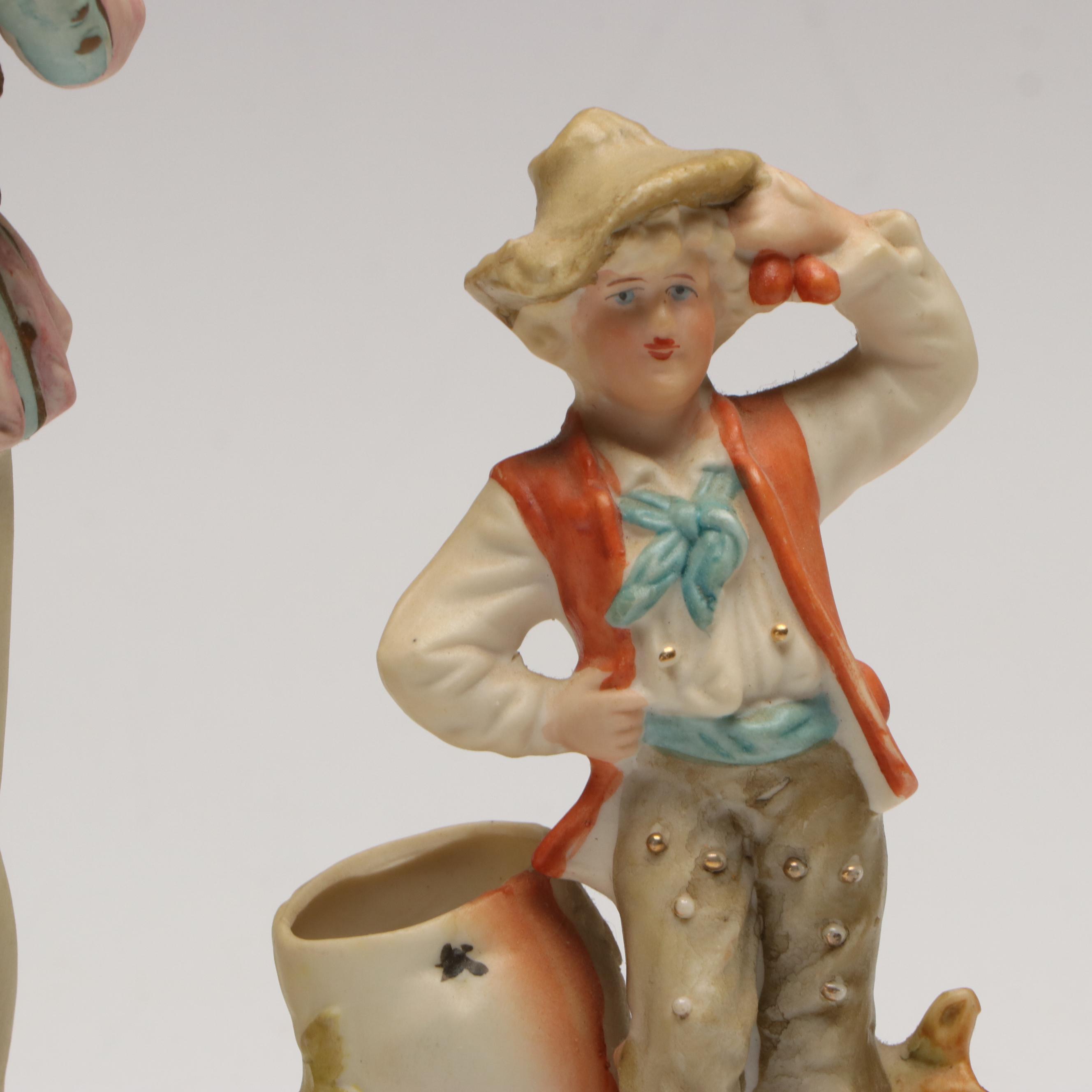 Victorian Style Hand-Painted Bisque Porcelain Figurines