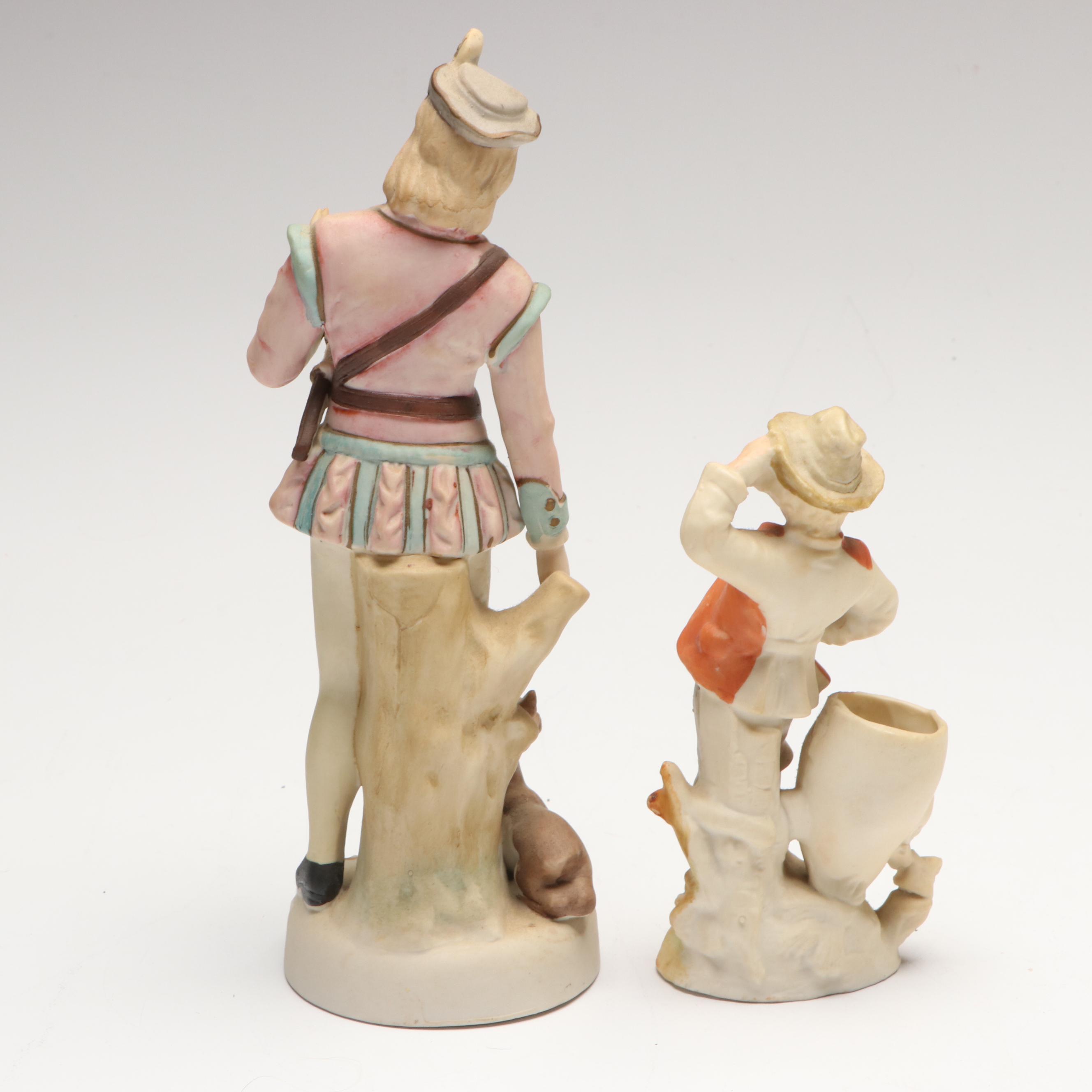 Victorian Style Hand-Painted Bisque Porcelain Figurines