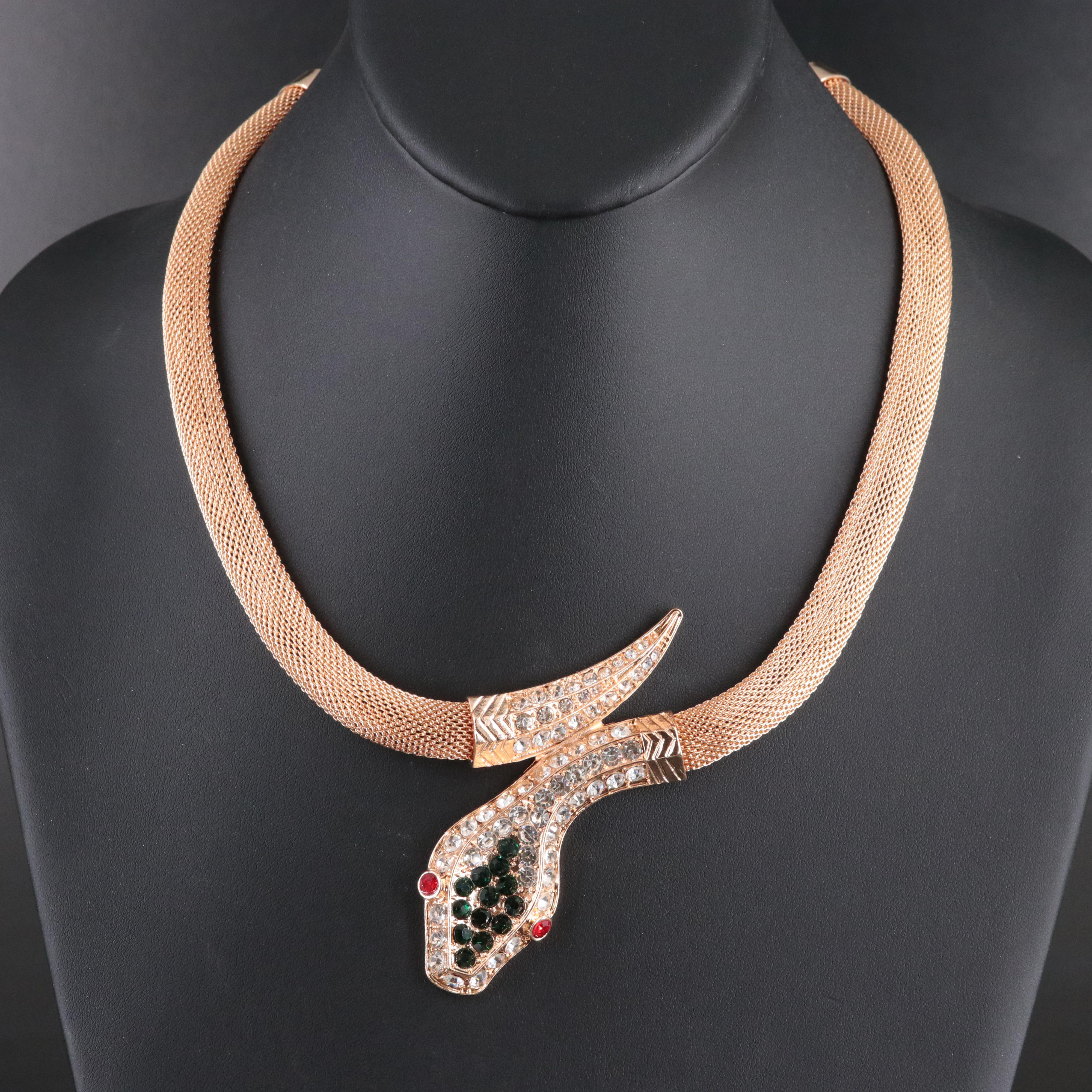 Rhinestone Snake Wrap Necklace