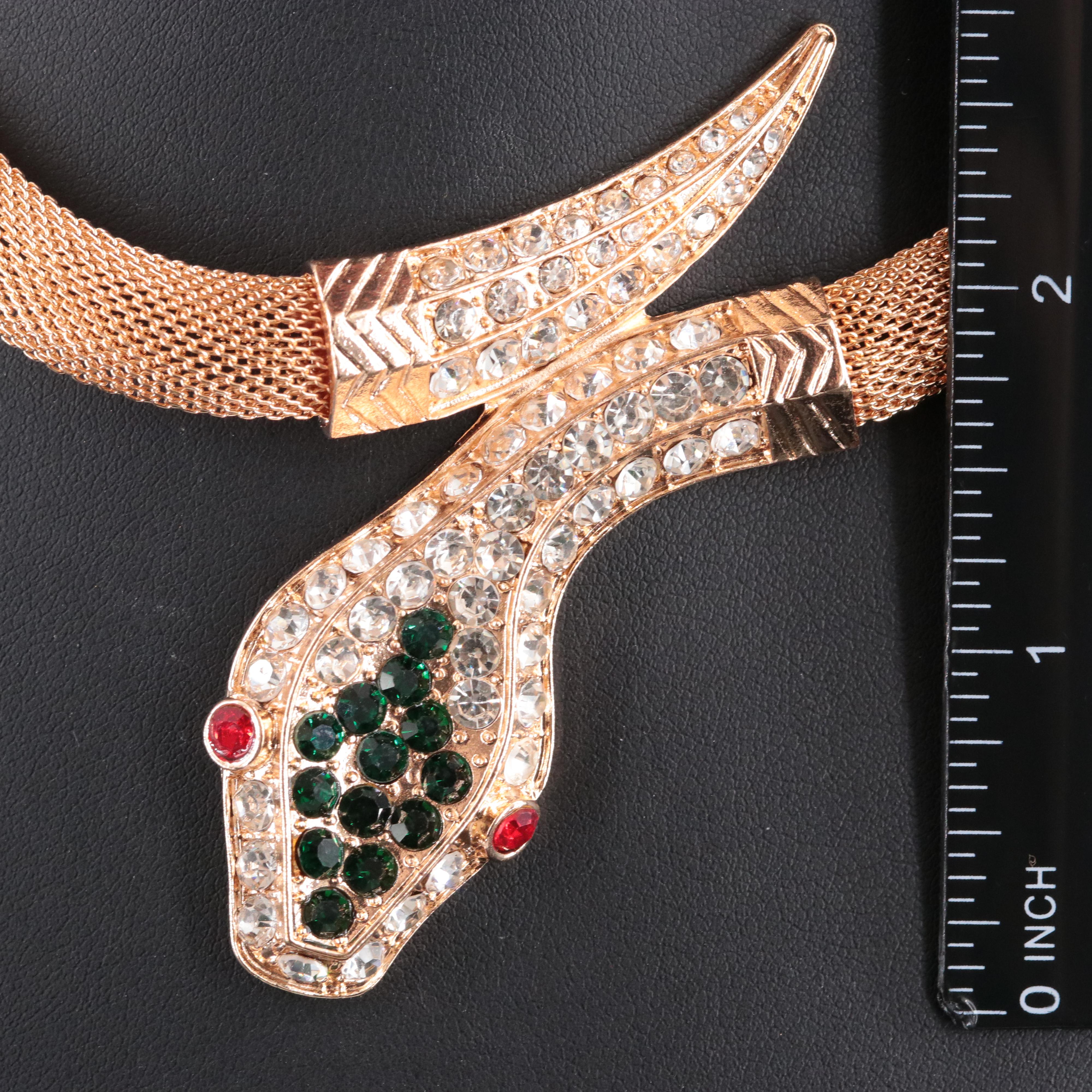 Rhinestone Snake Wrap Necklace