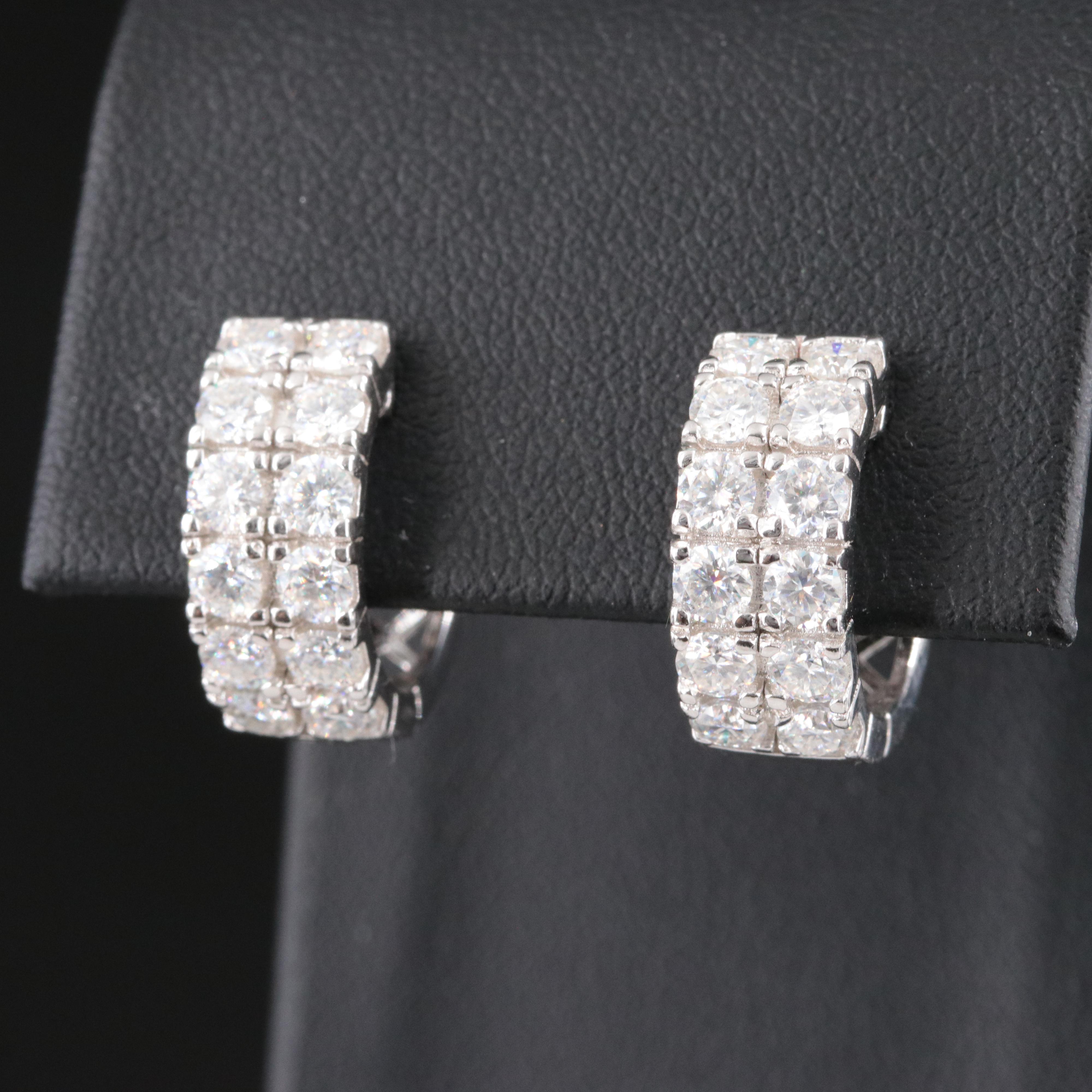 Sterling Moissanite Huggie Hoop Earrings