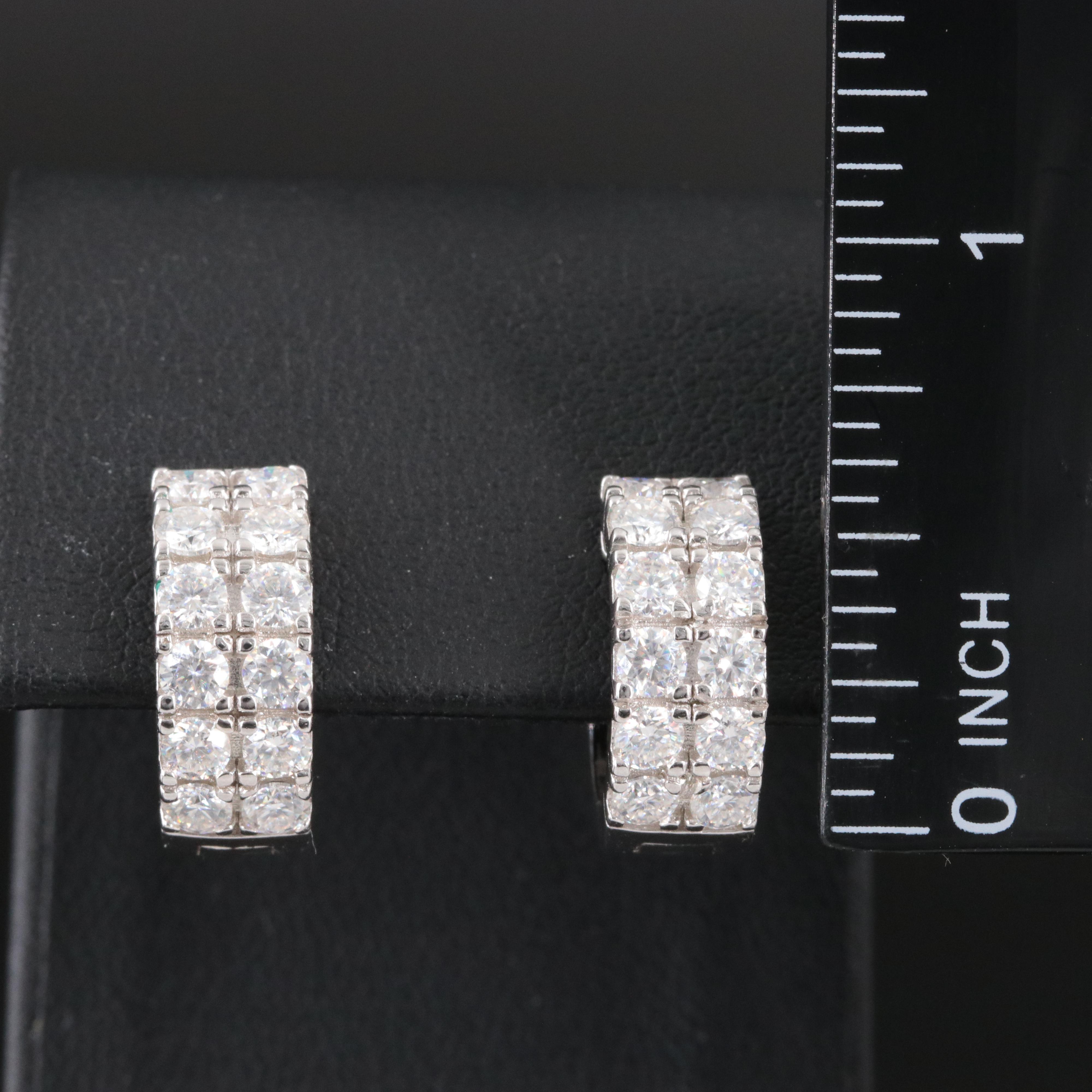 Sterling Moissanite Huggie Hoop Earrings