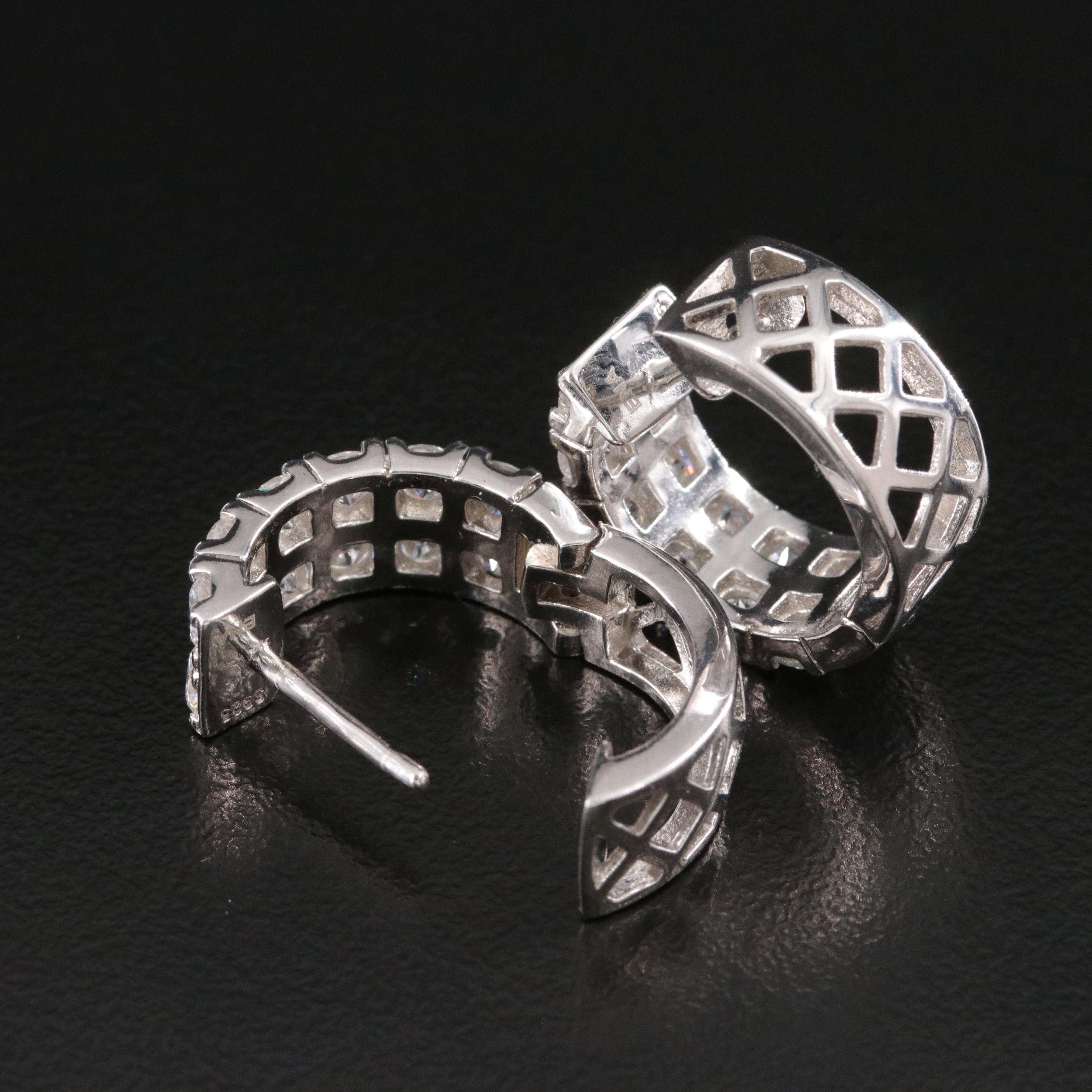 Sterling Moissanite Huggie Hoop Earrings