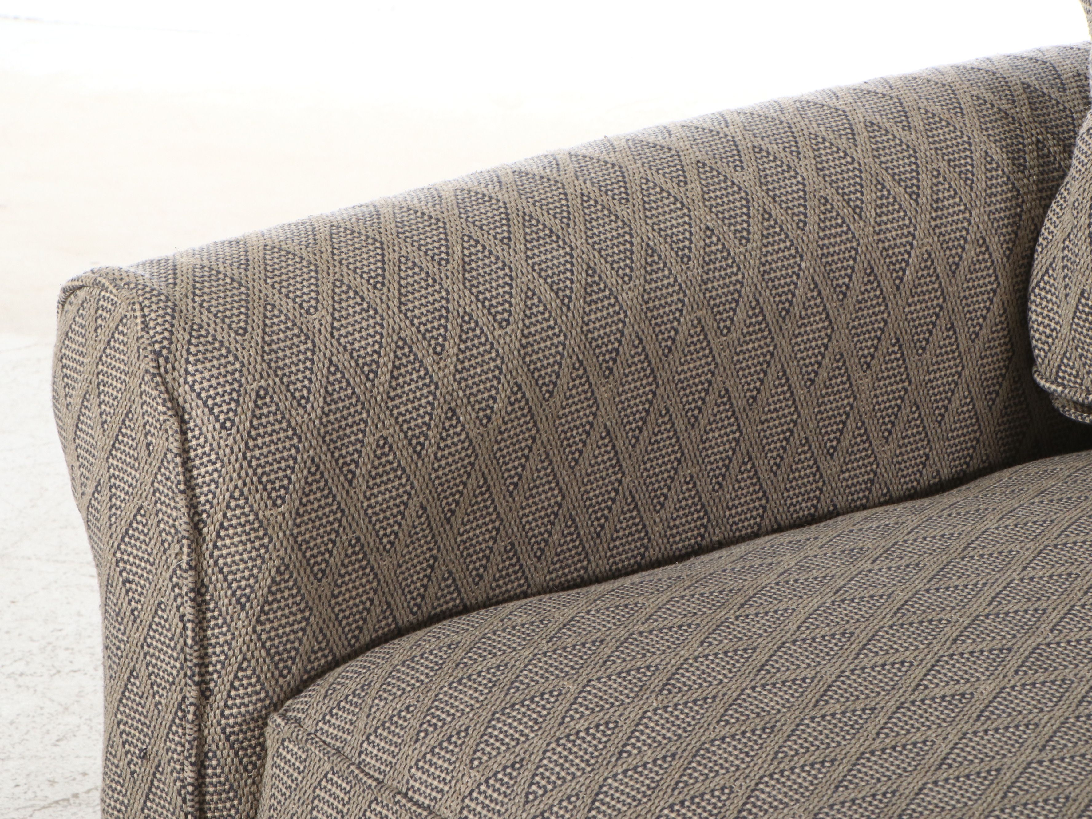 Contemporary Woven Fabric Slipcovered Armchair and Ottoman