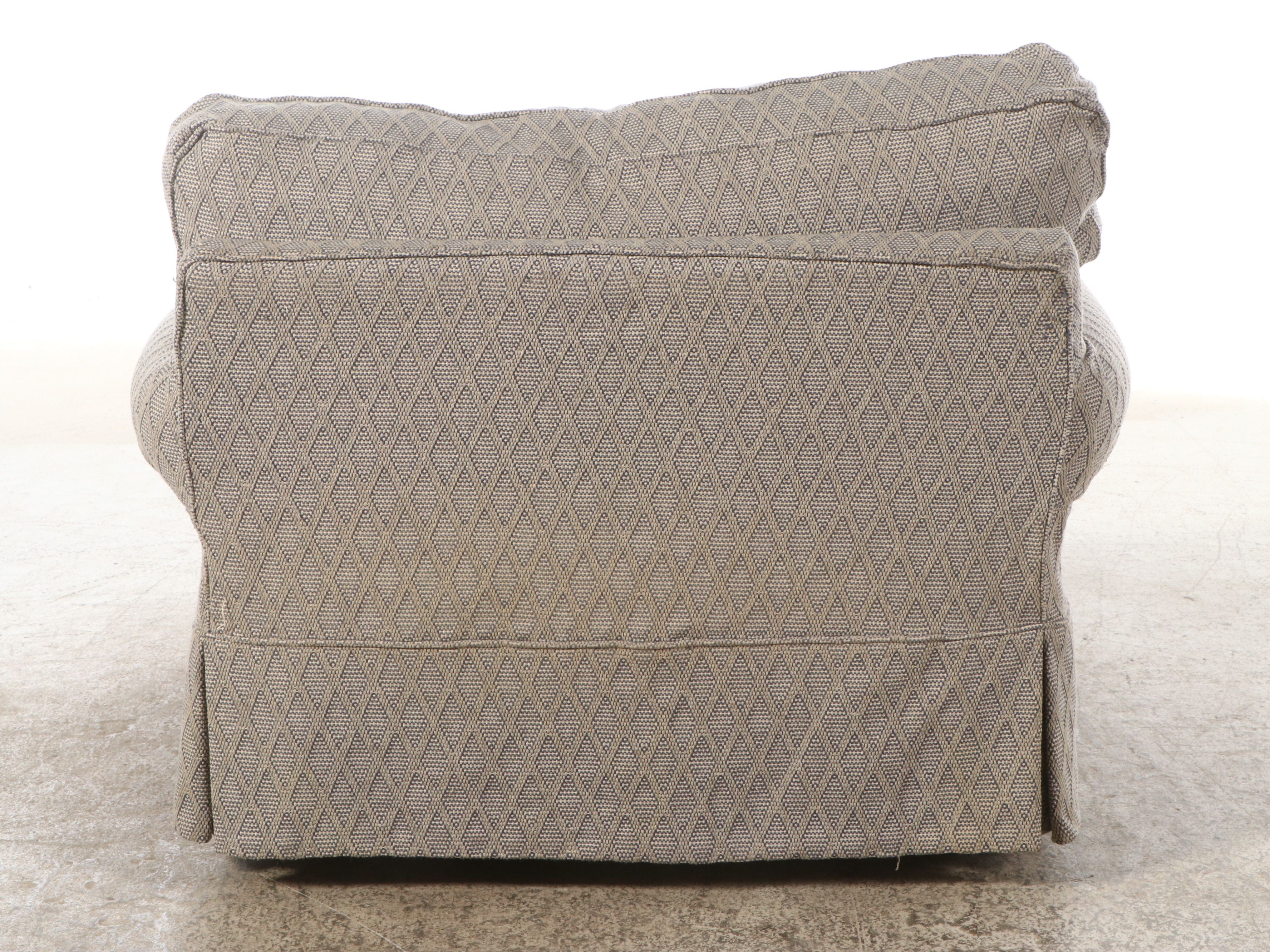 Contemporary Woven Fabric Slipcovered Armchair and Ottoman