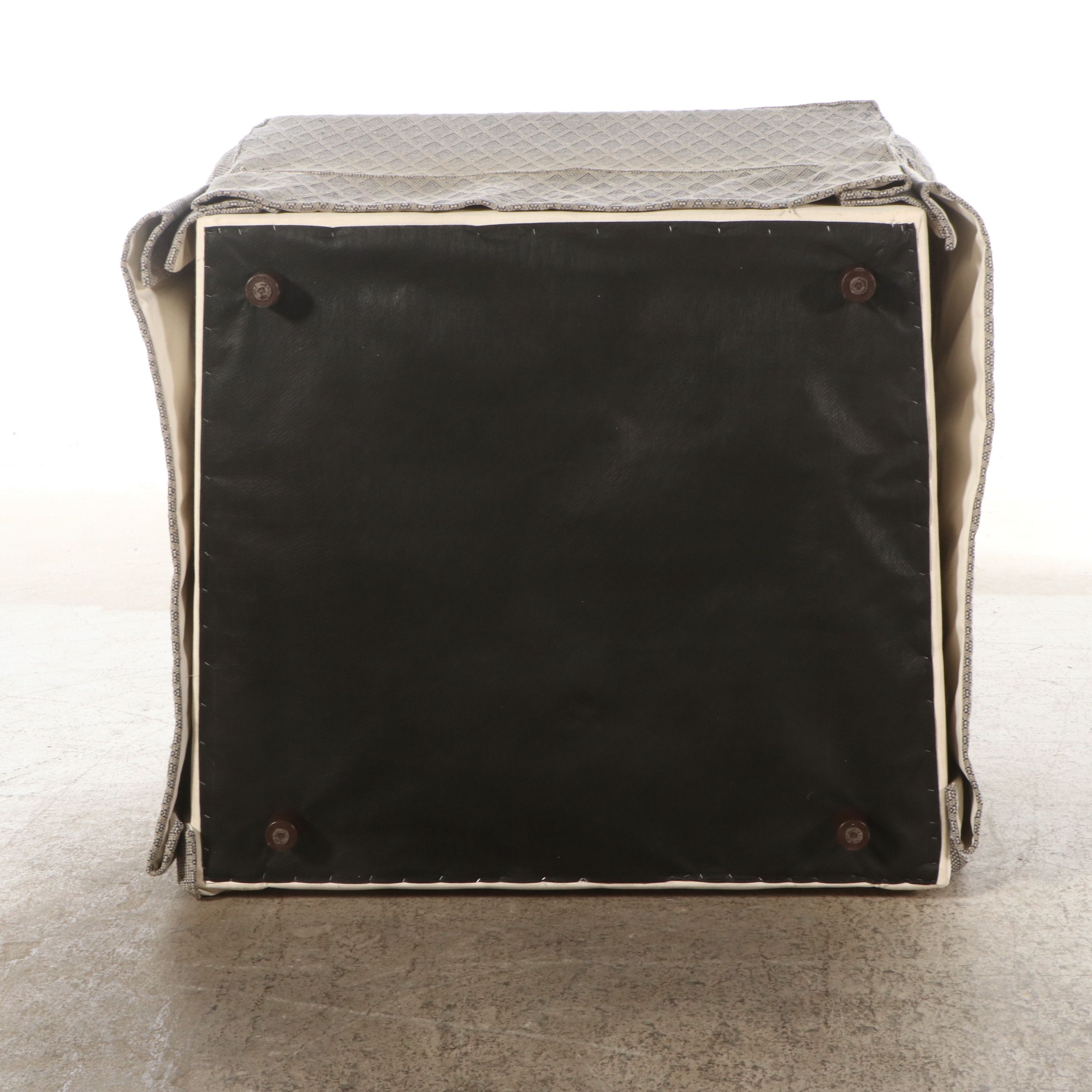 Contemporary Woven Fabric Slipcovered Armchair and Ottoman