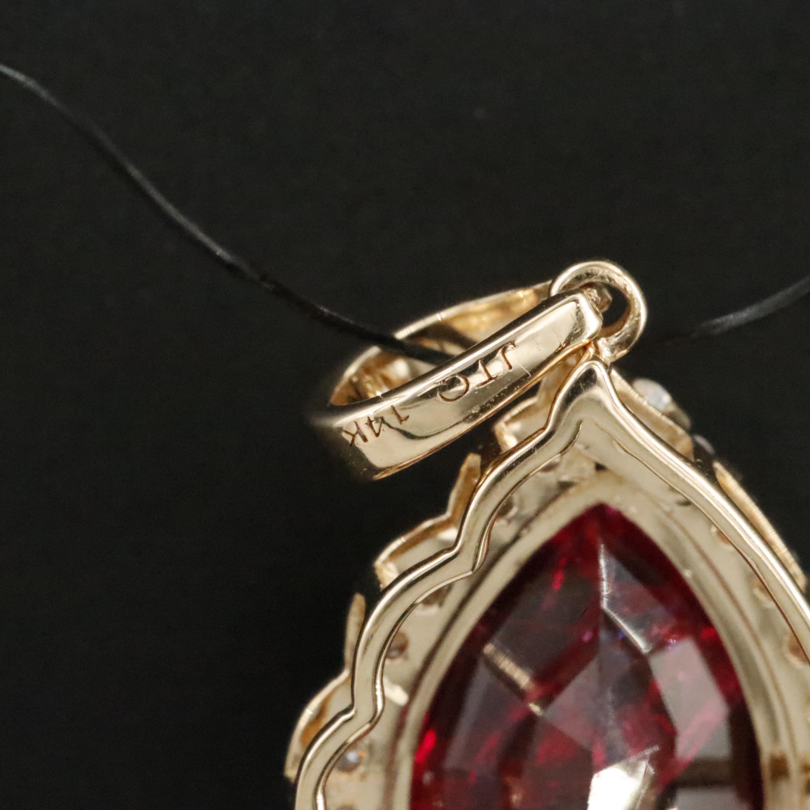 14K 3.48 CT Ruby and Moissanite Pendant