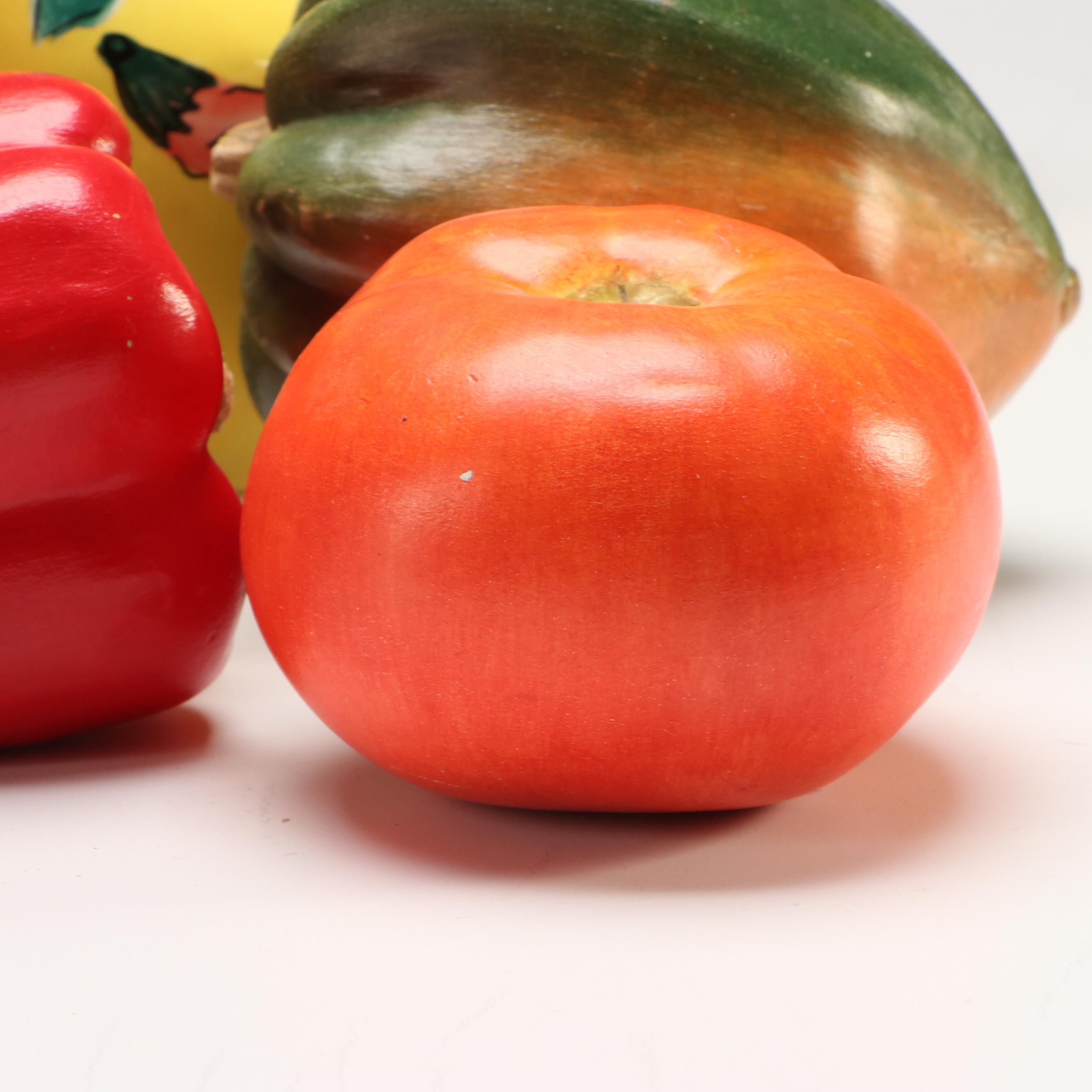 Ceramic and Glass Vegetable Sculptures with Other Serveware and Table Décor
