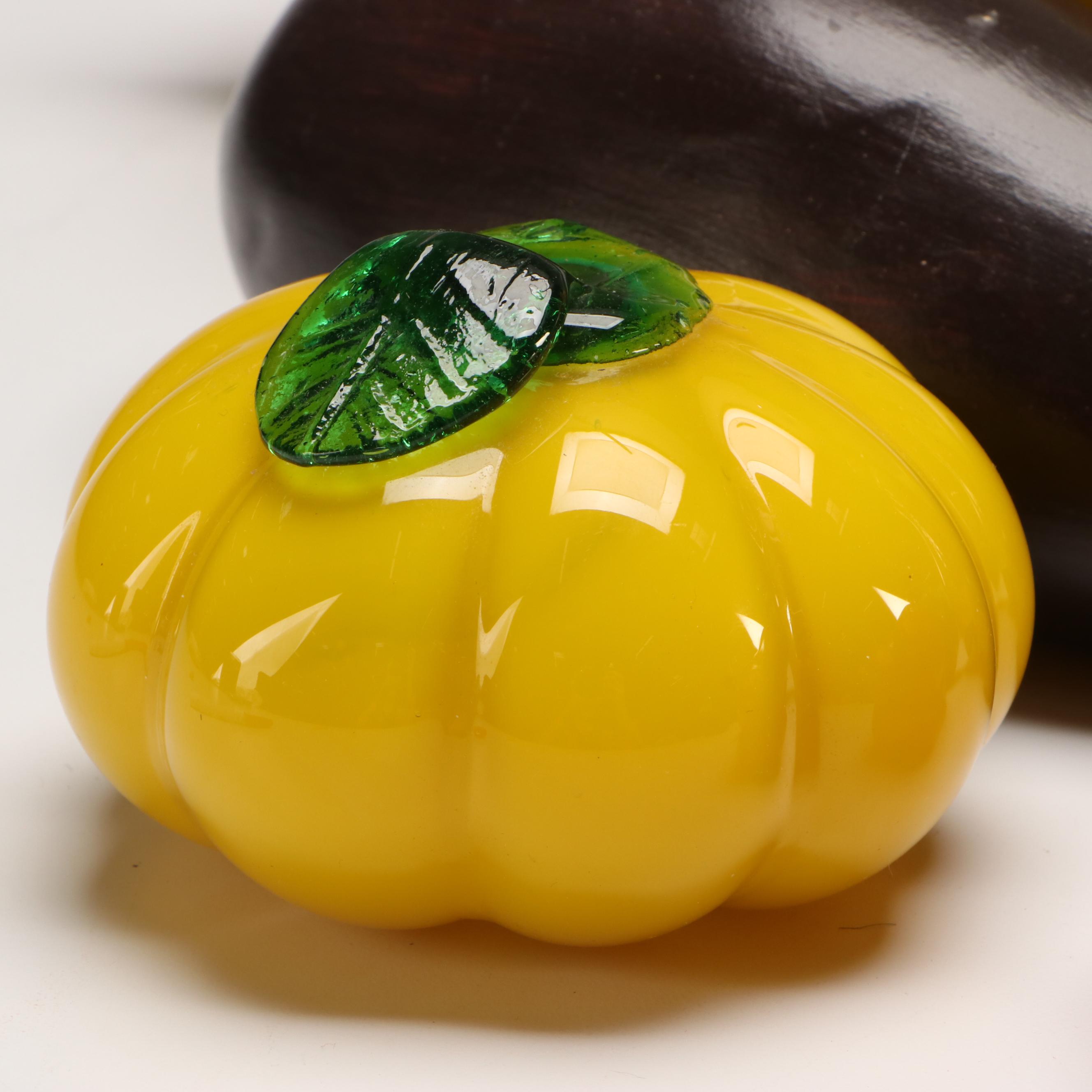 Ceramic and Glass Vegetable Sculptures with Other Serveware and Table Décor