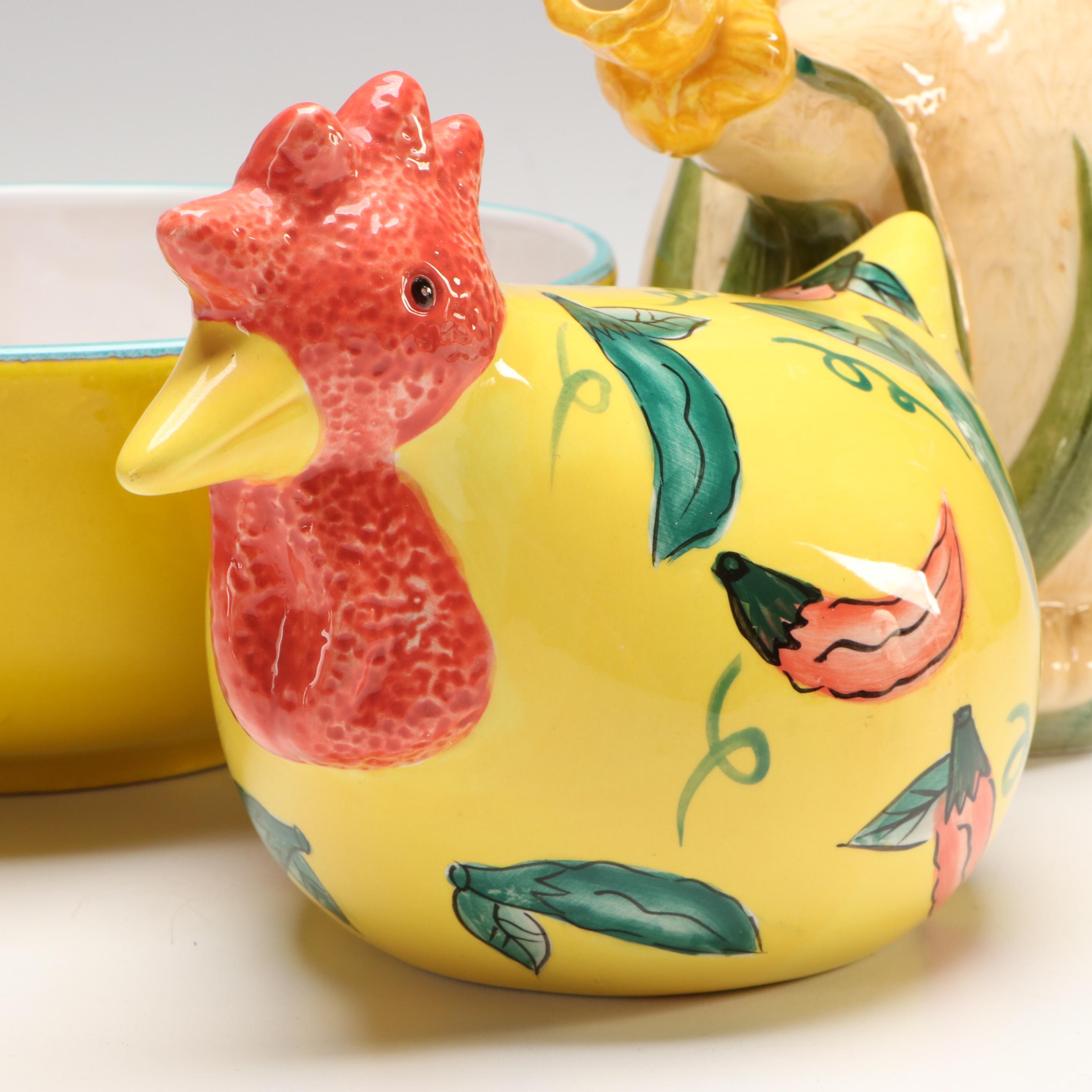 Ceramic and Glass Vegetable Sculptures with Other Serveware and Table Décor