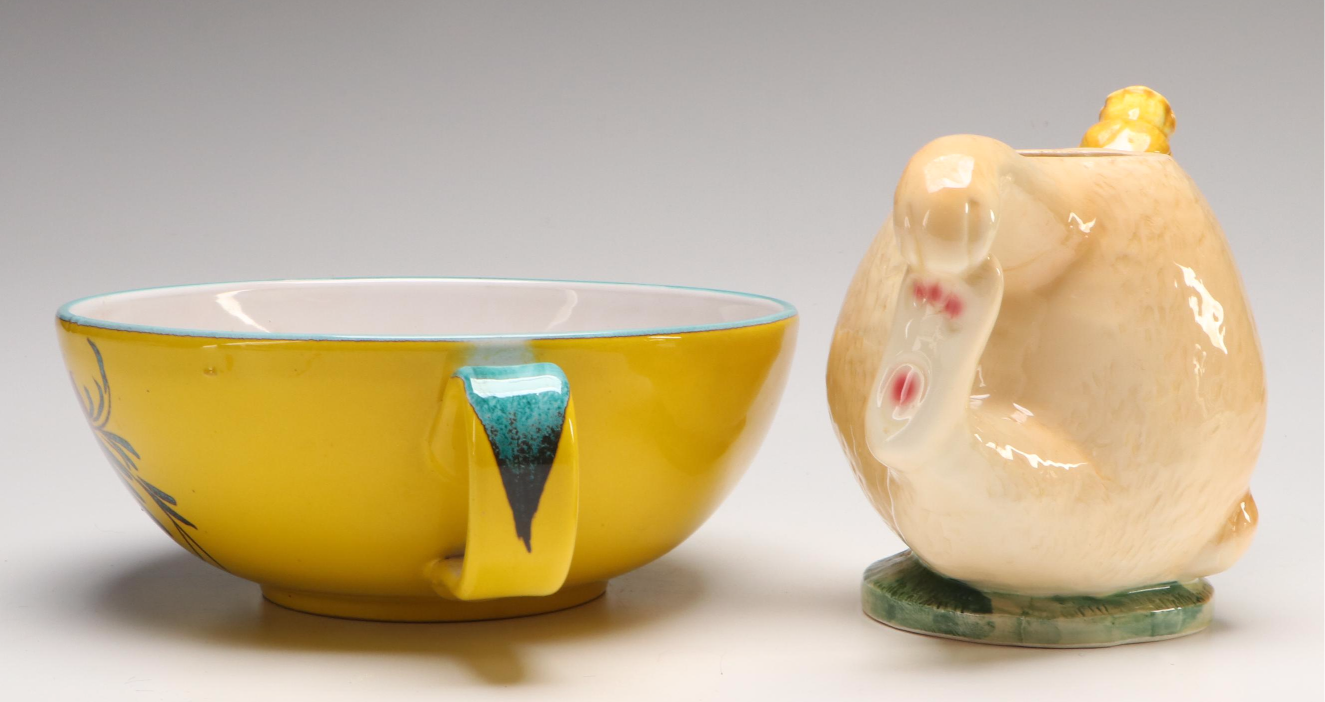 Ceramic and Glass Vegetable Sculptures with Other Serveware and Table Décor