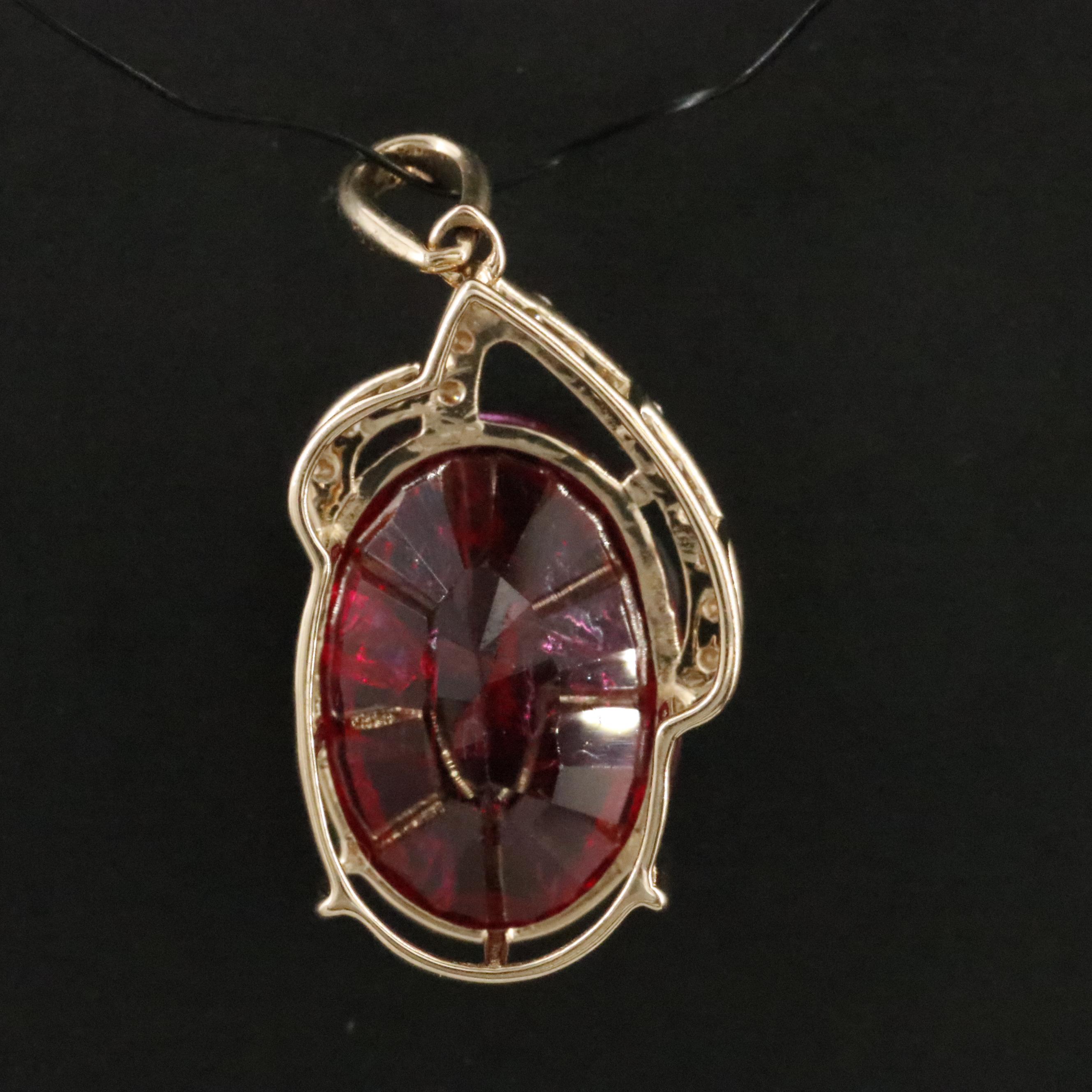 14K 6.61 CT Ruby and Moissanite Pendant