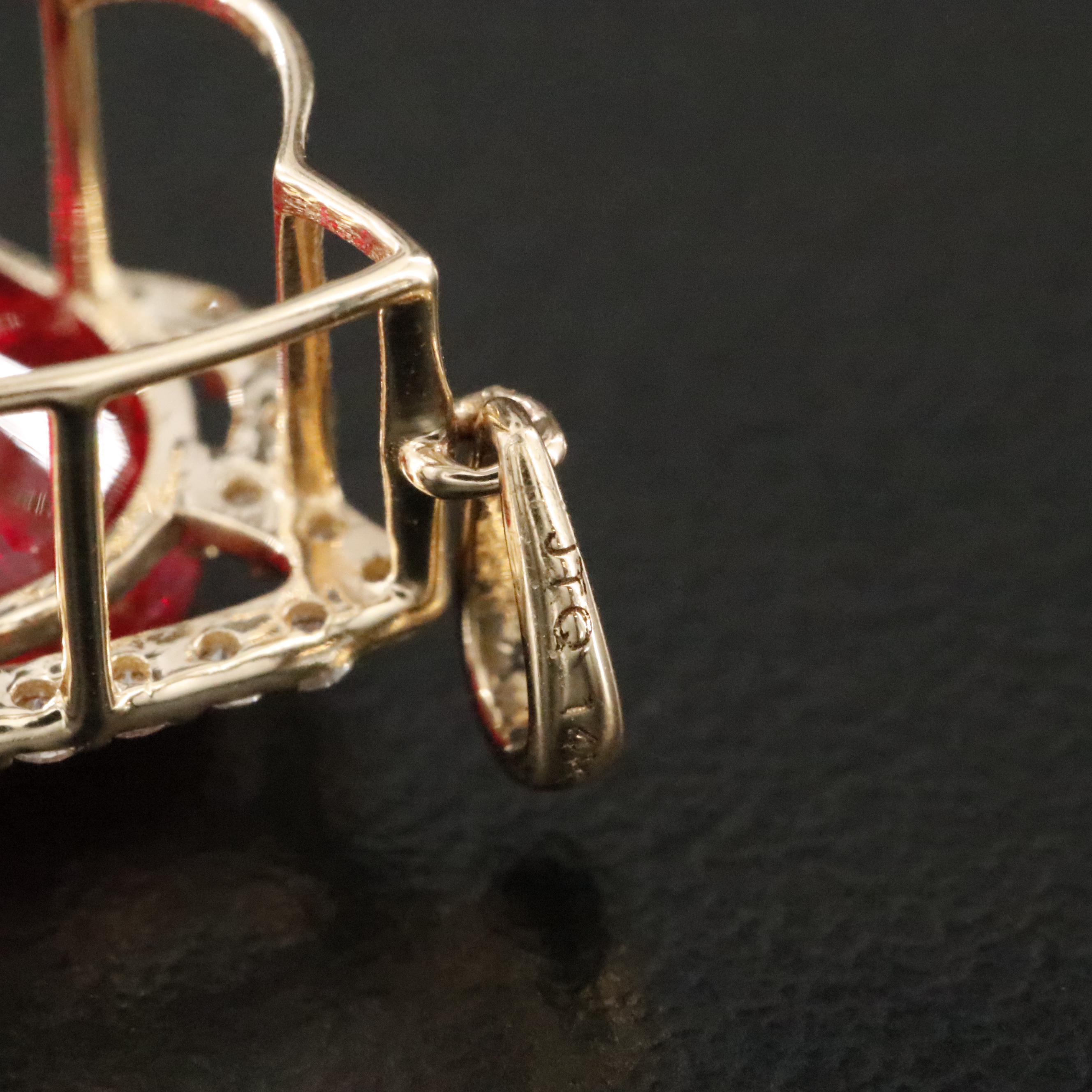 14K 6.61 CT Ruby and Moissanite Pendant