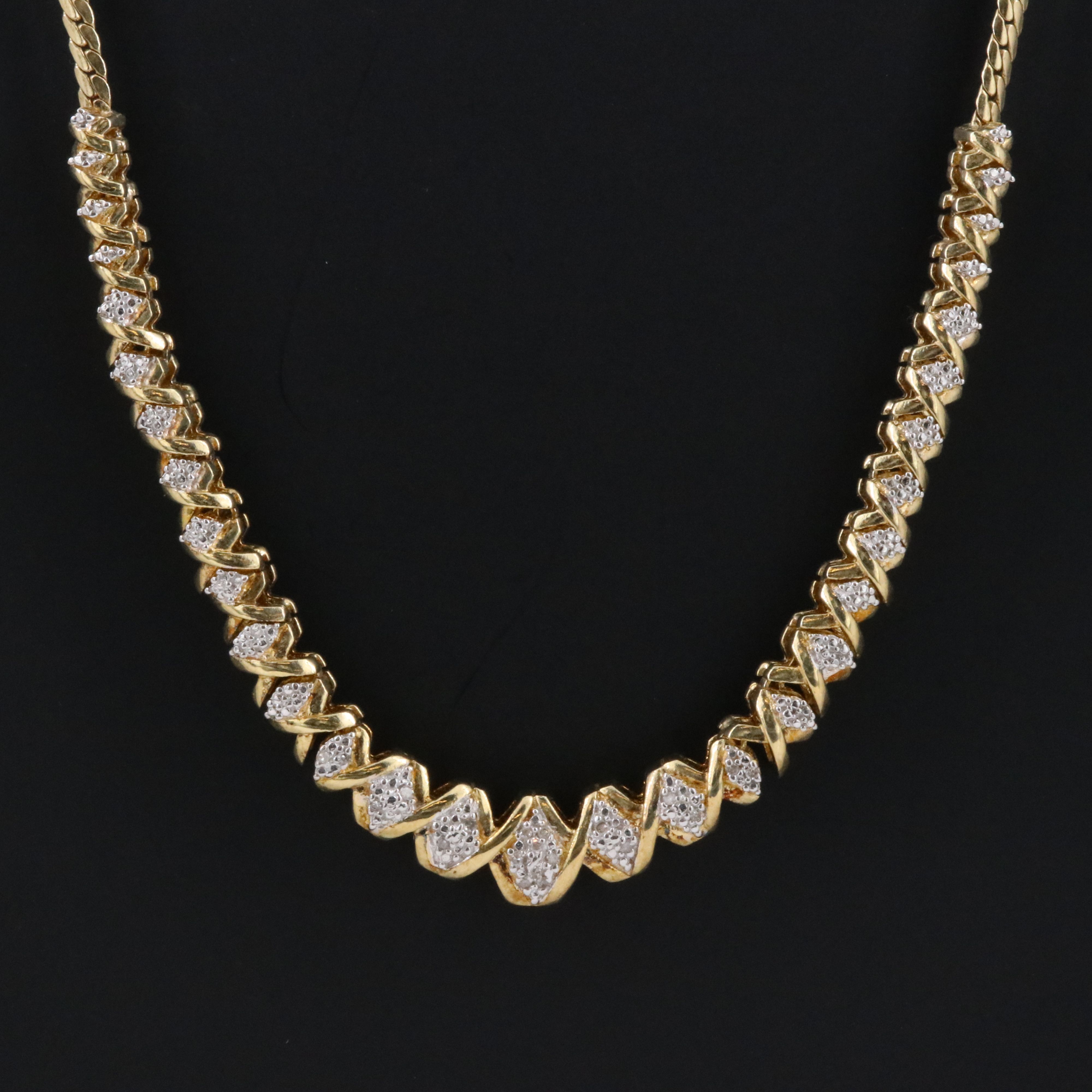 Sterling Diamond Graduated Necklace