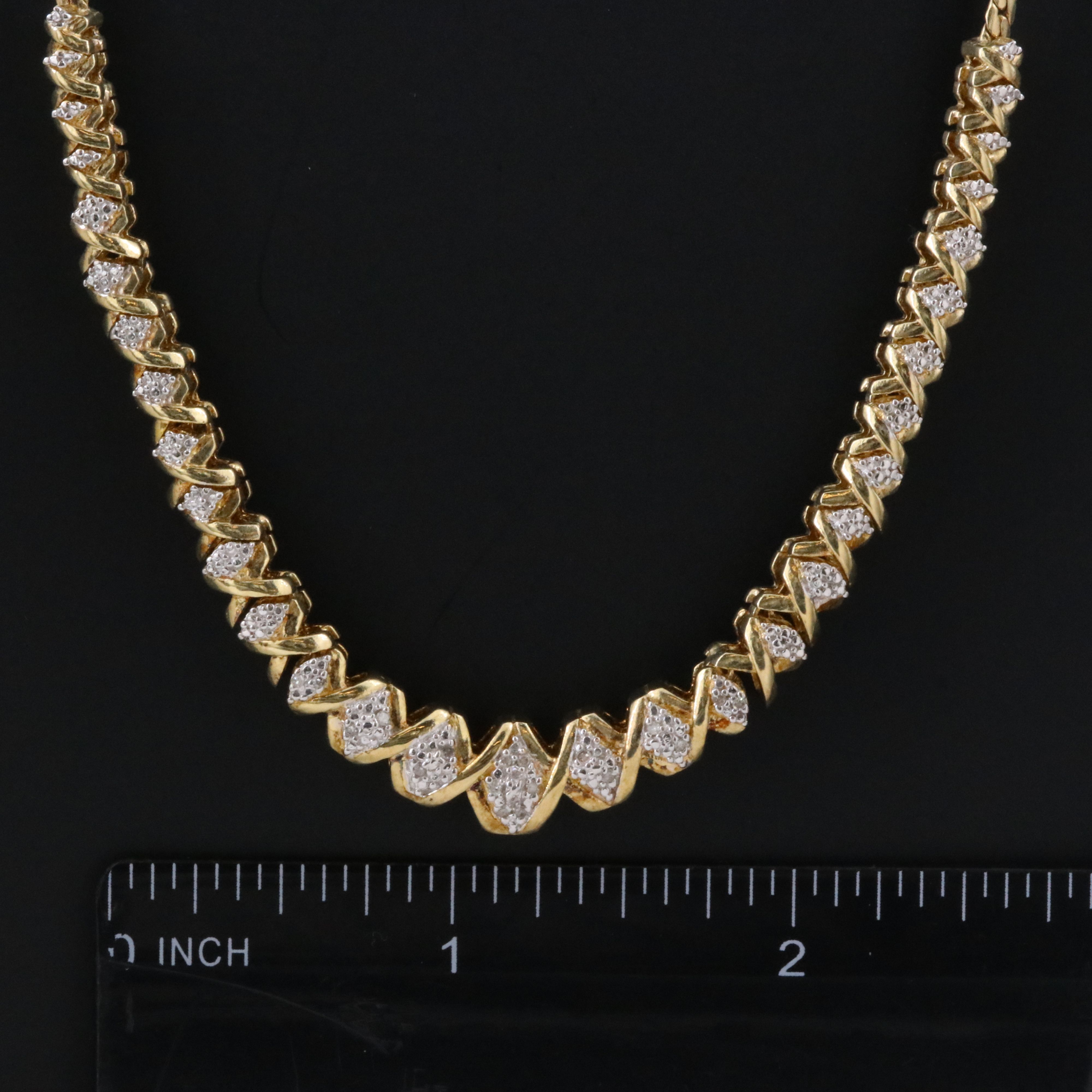 Sterling Diamond Graduated Necklace