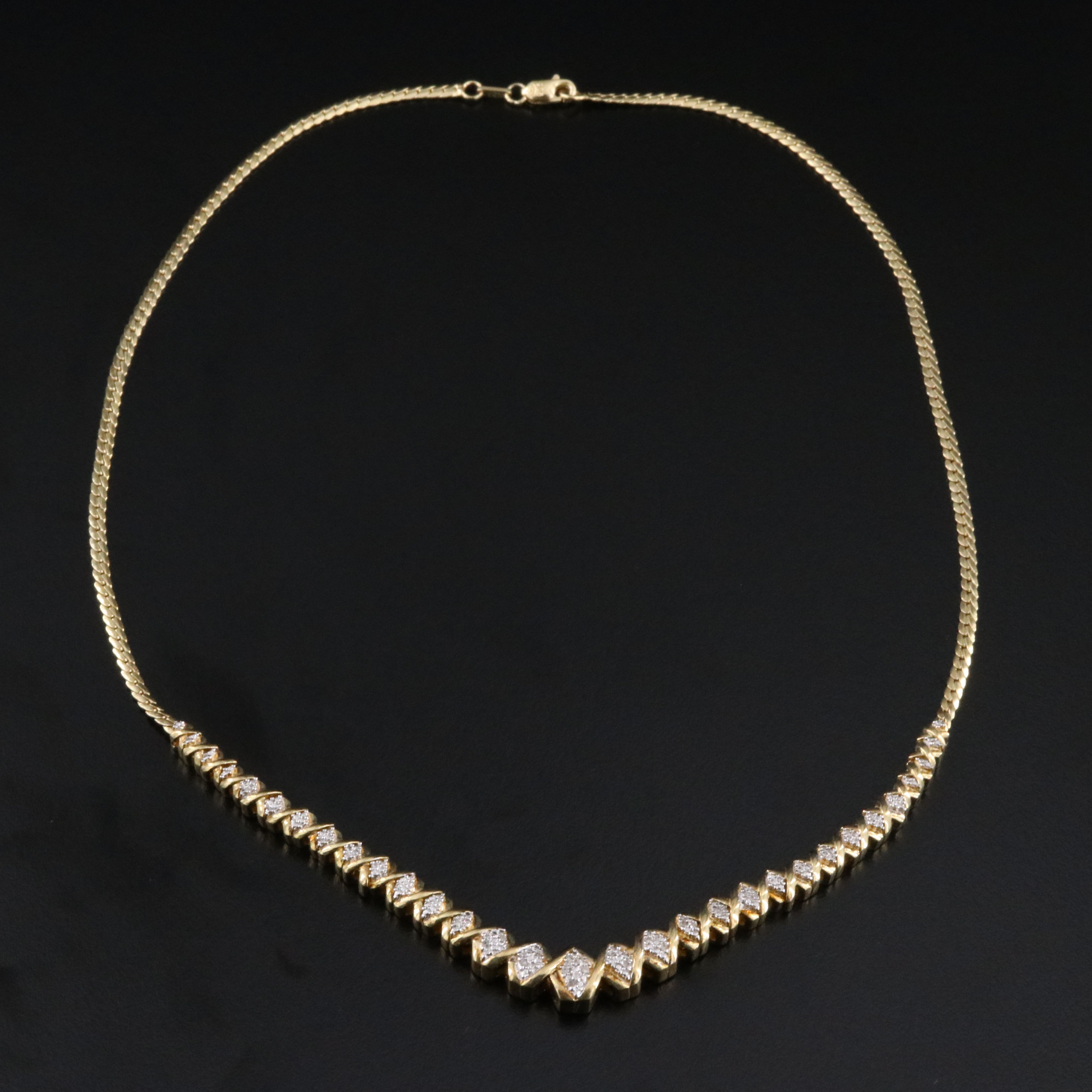 Sterling Diamond Graduated Necklace