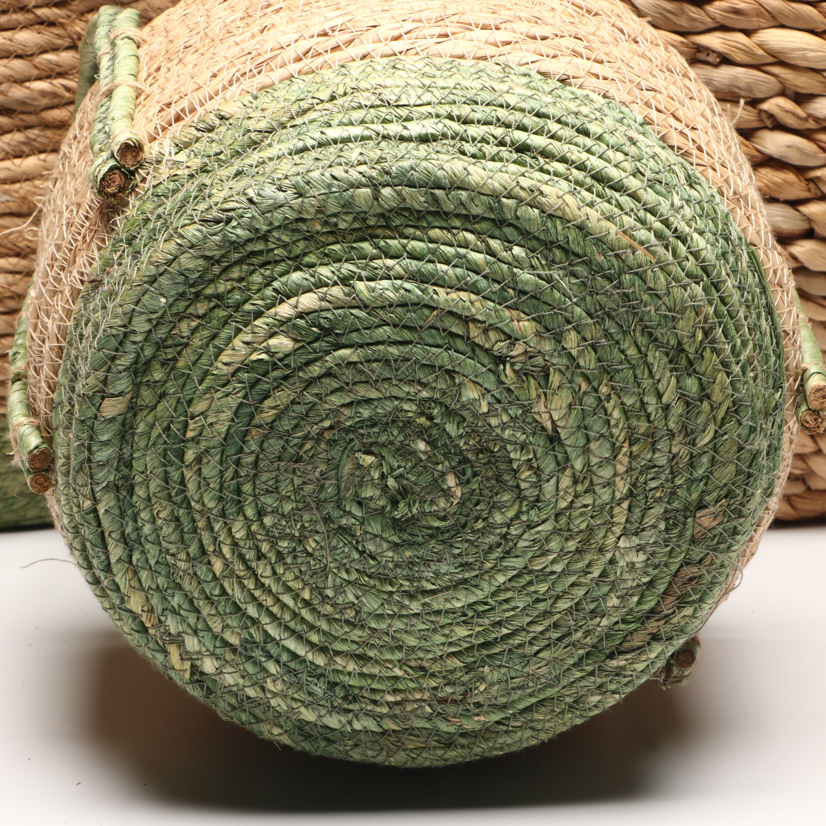 Filipino Handwoven Water Hyacinth Baskets with Other Woven Rattan Baskets