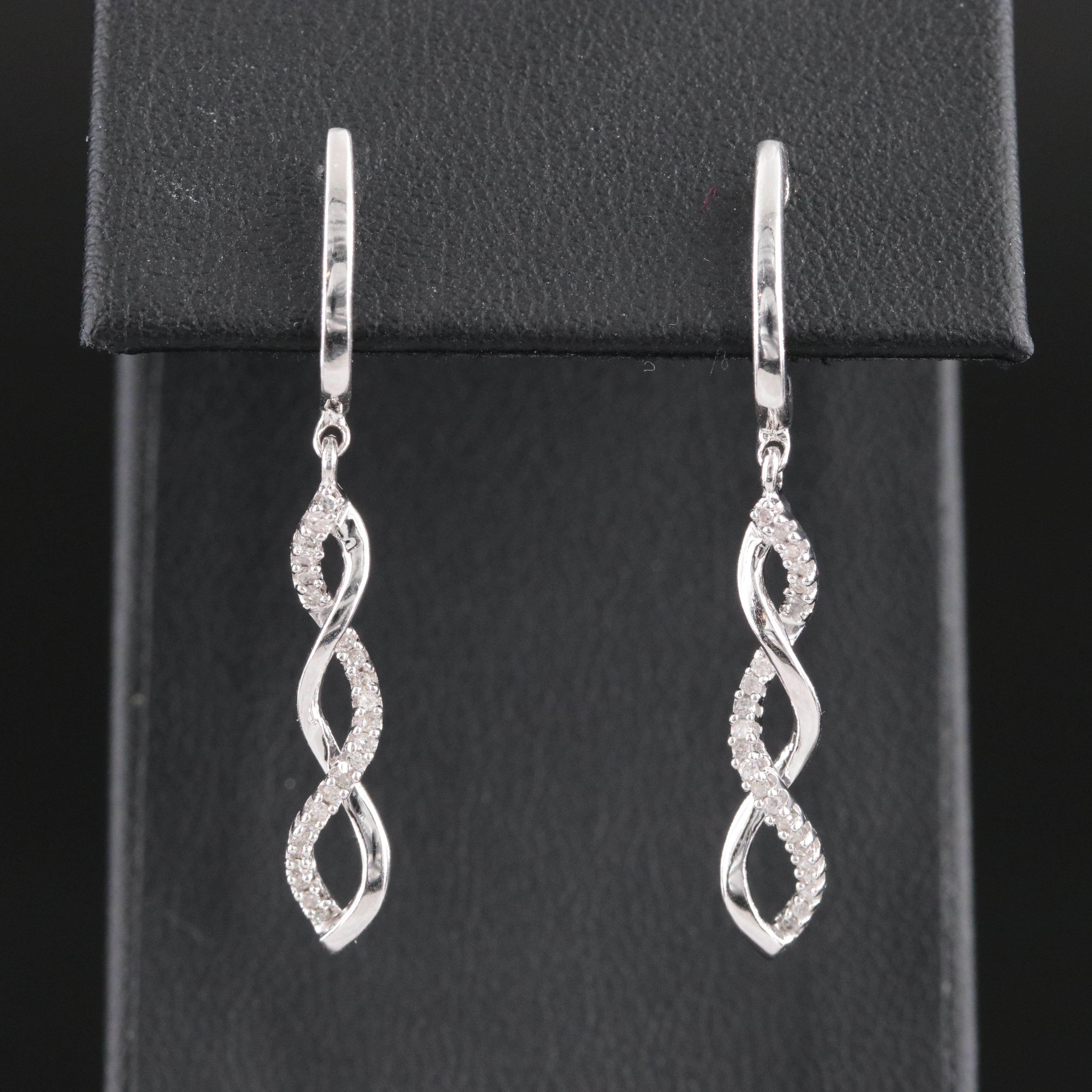 10K 0.15 CTW Diamond Twist Drop Earrings