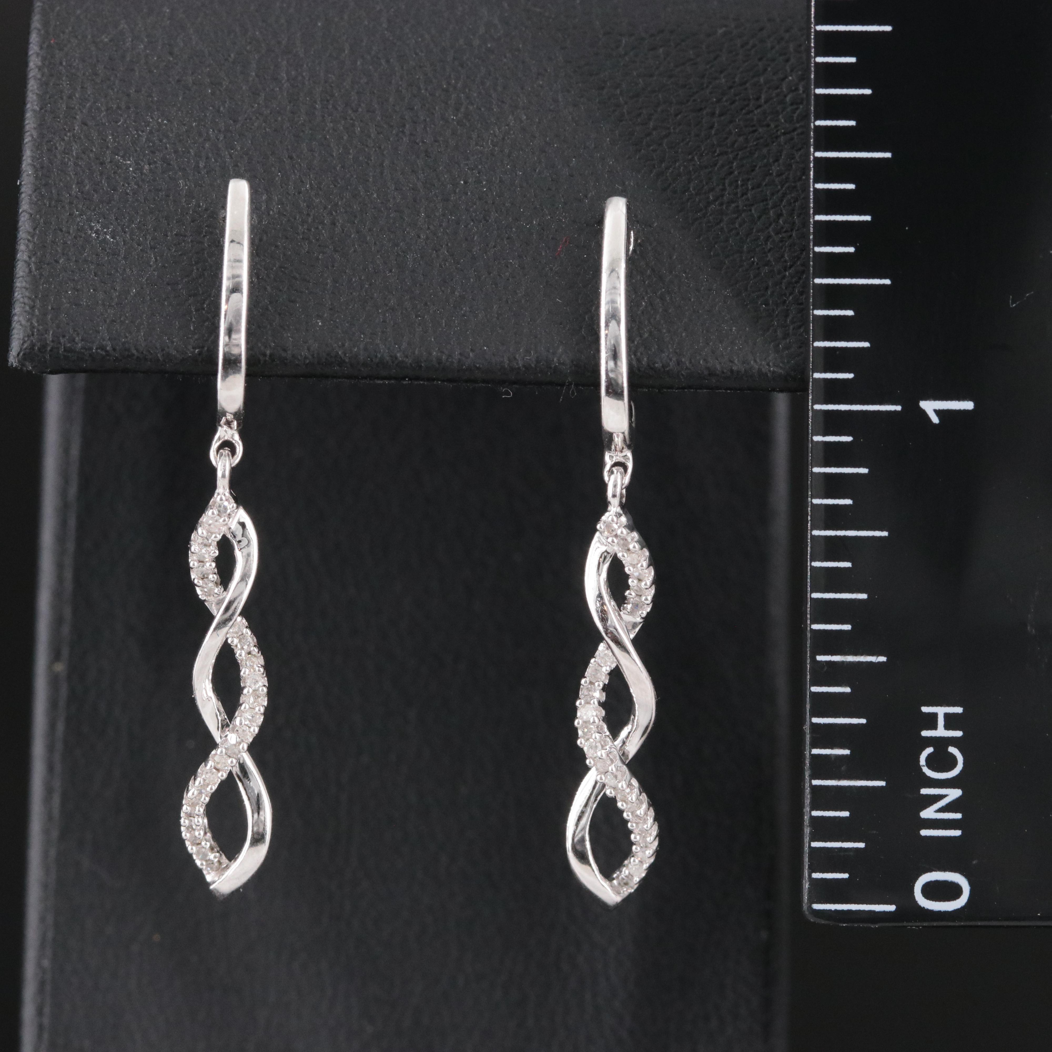 10K 0.15 CTW Diamond Twist Drop Earrings