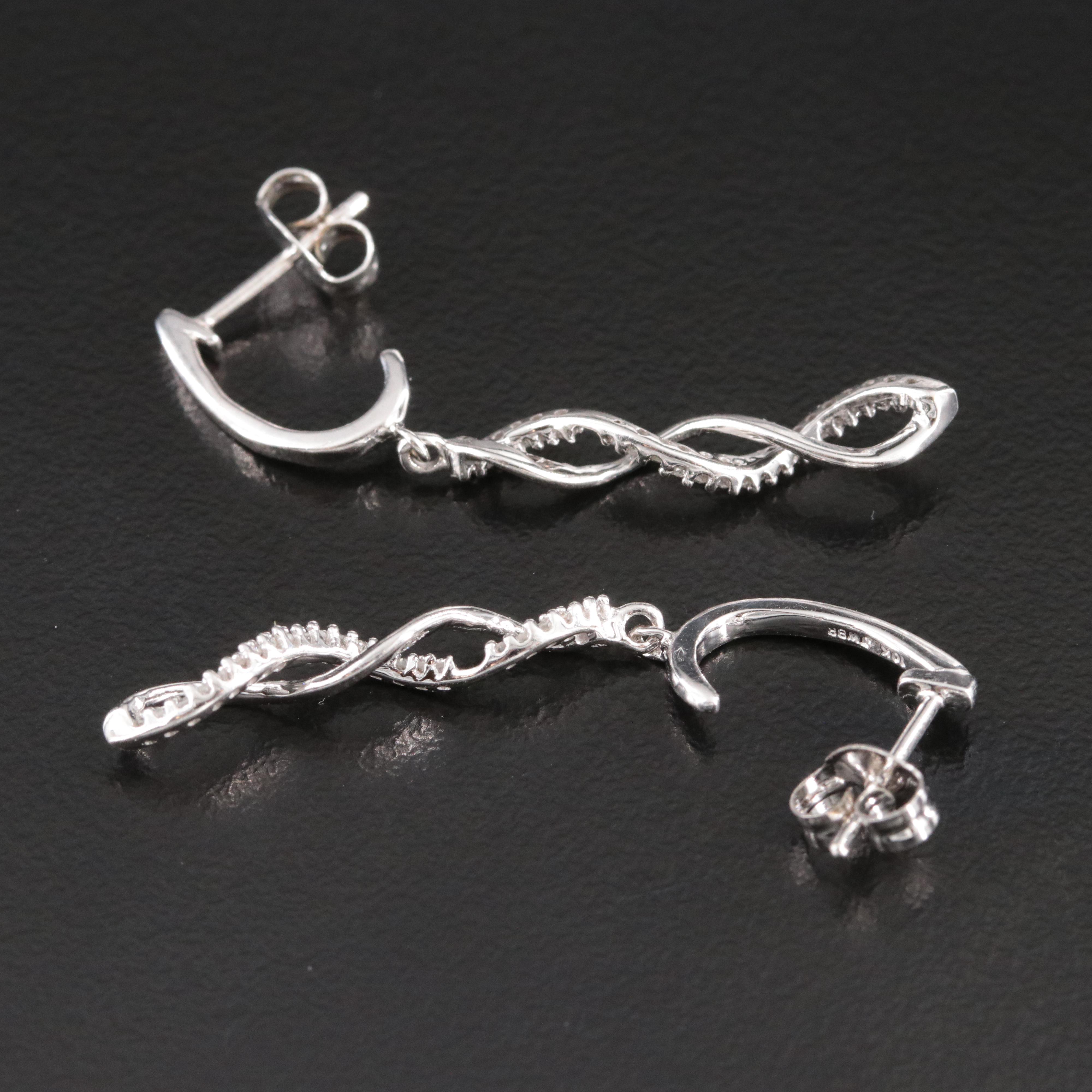 10K 0.15 CTW Diamond Twist Drop Earrings