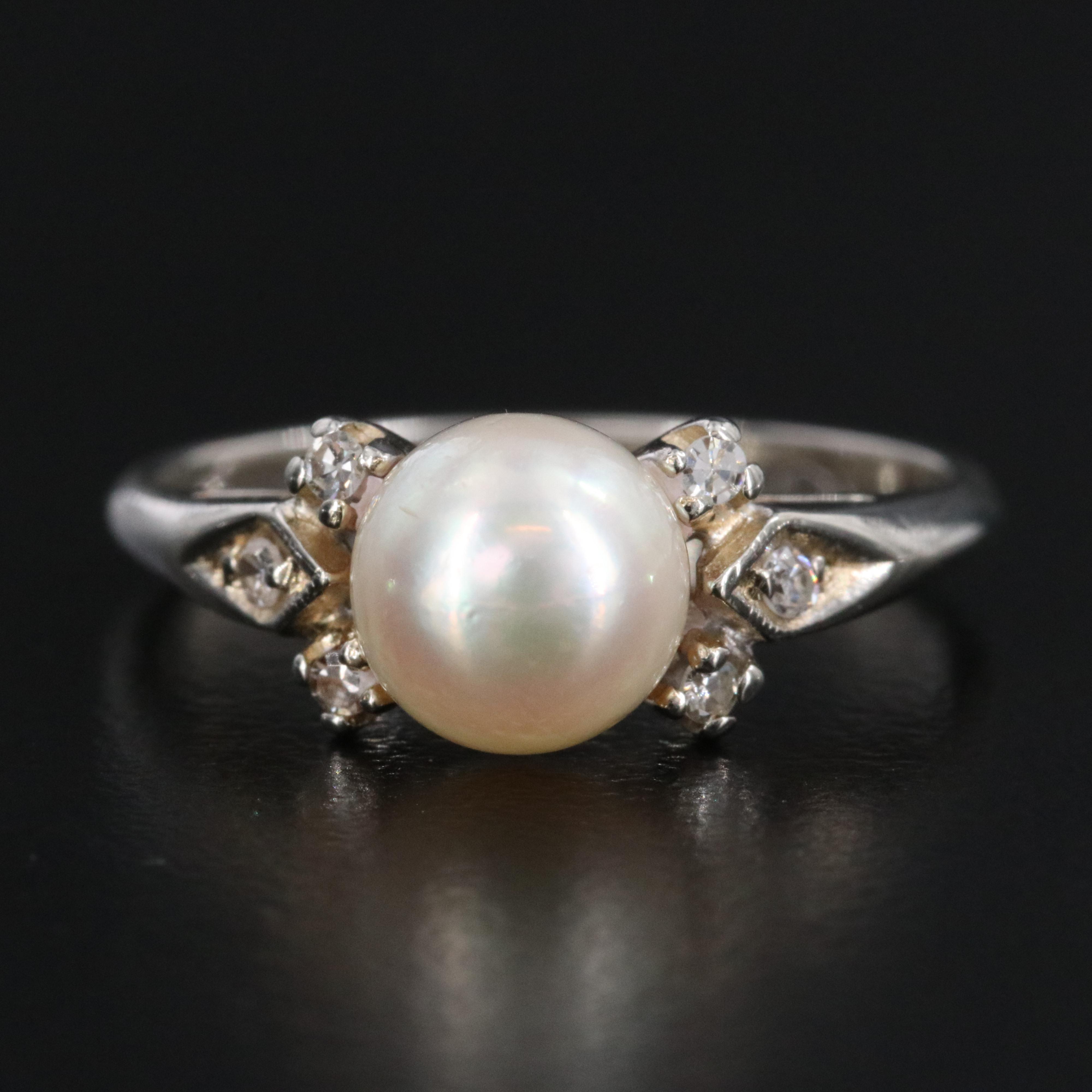 10K Pearl and Diamond Ring