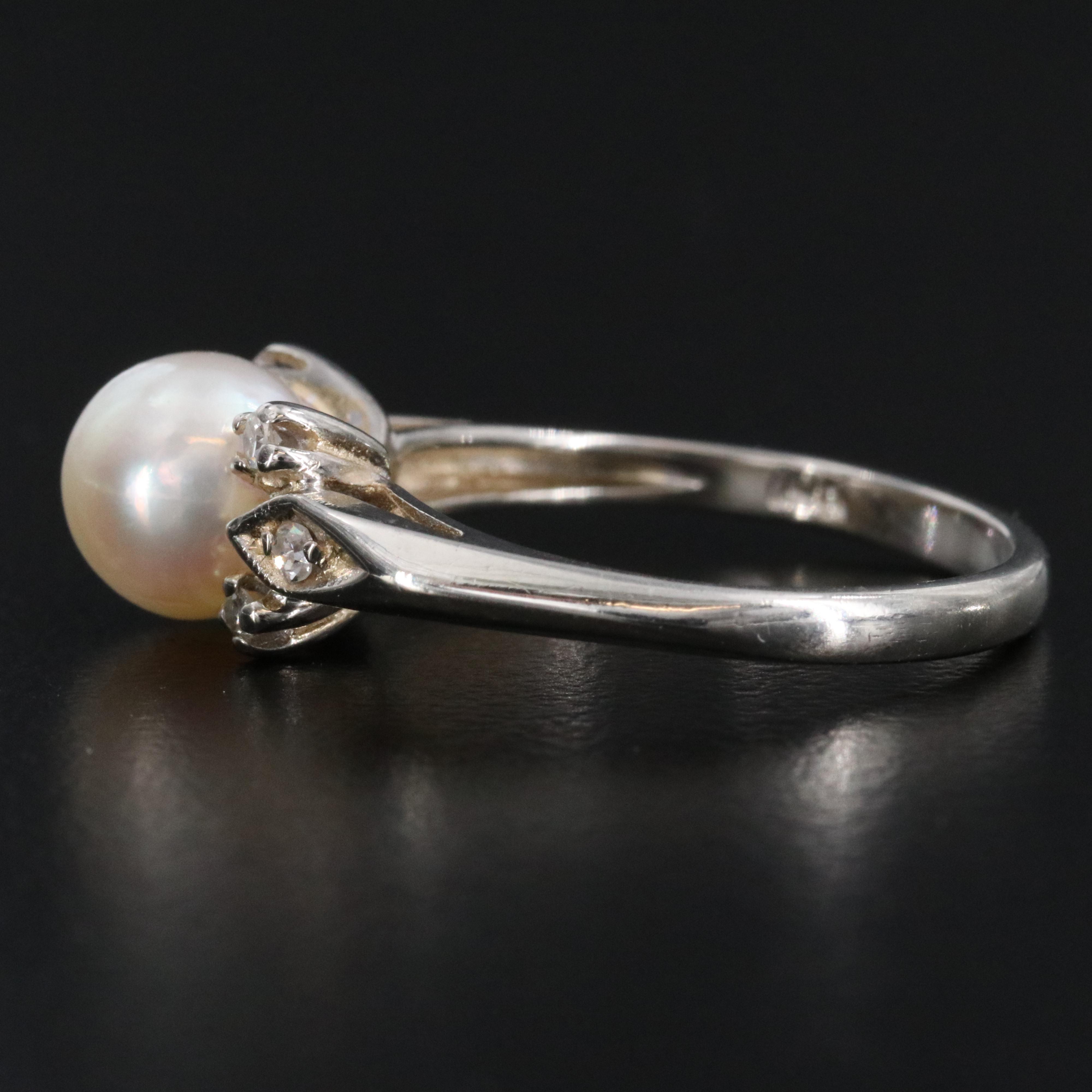 10K Pearl and Diamond Ring