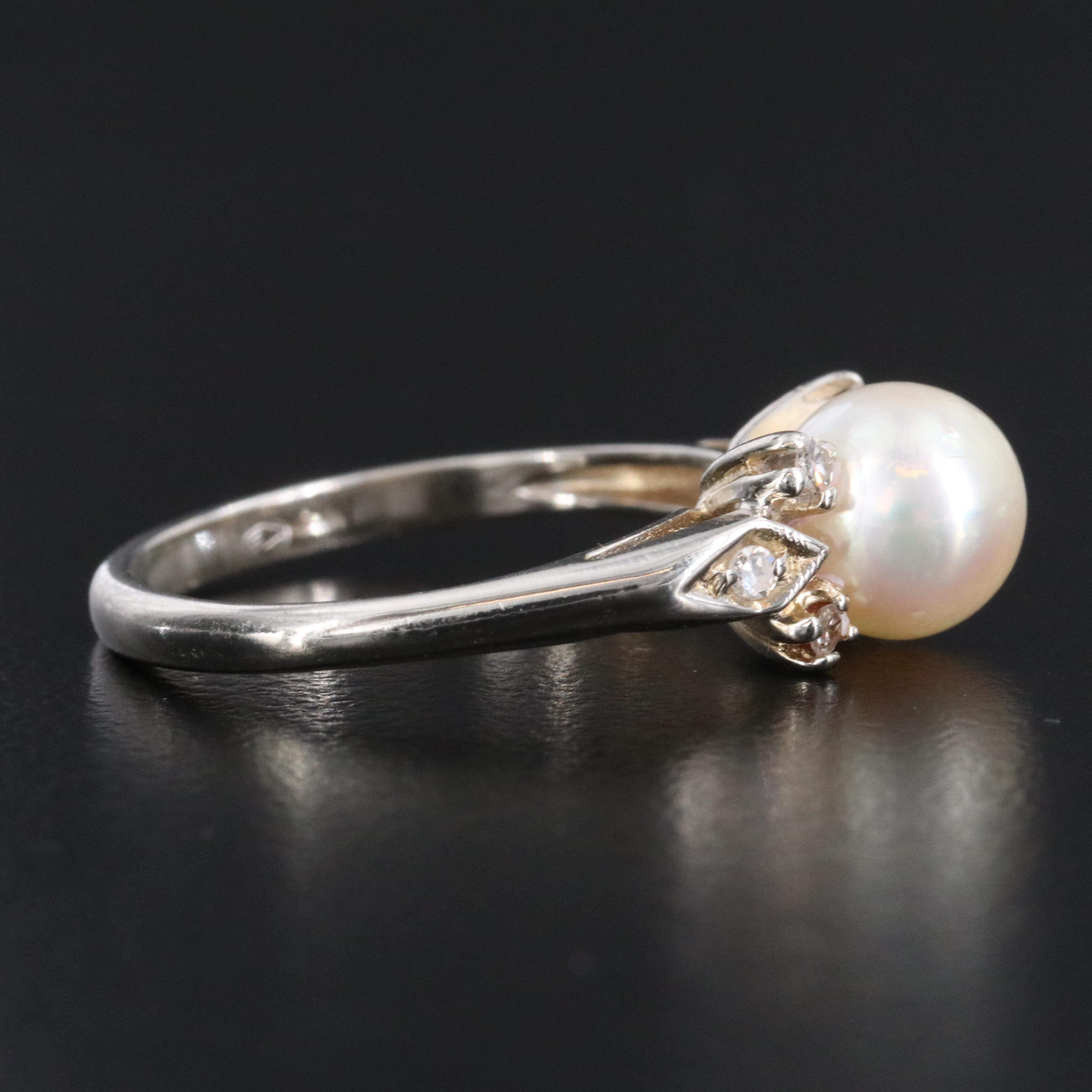 10K Pearl and Diamond Ring