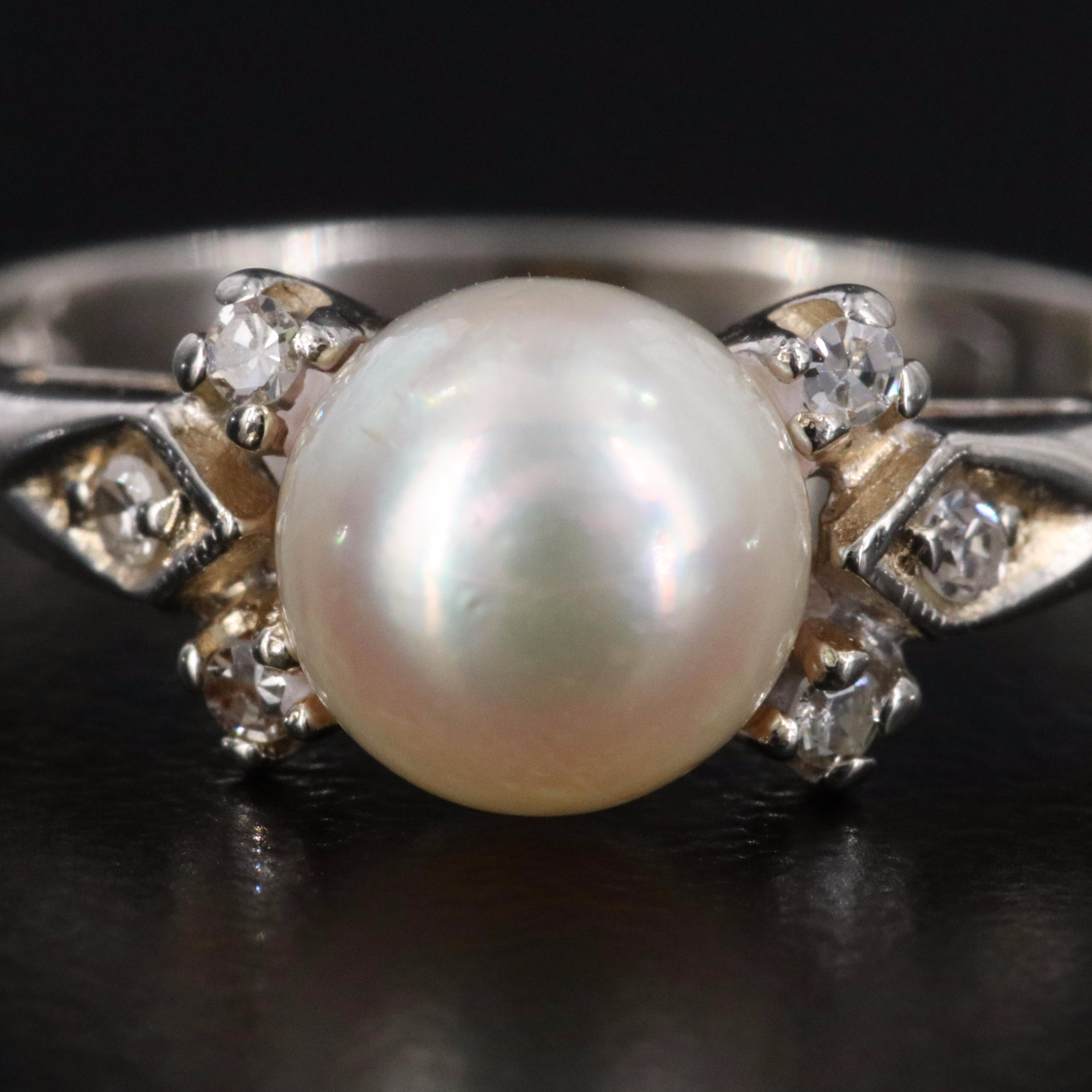 10K Pearl and Diamond Ring