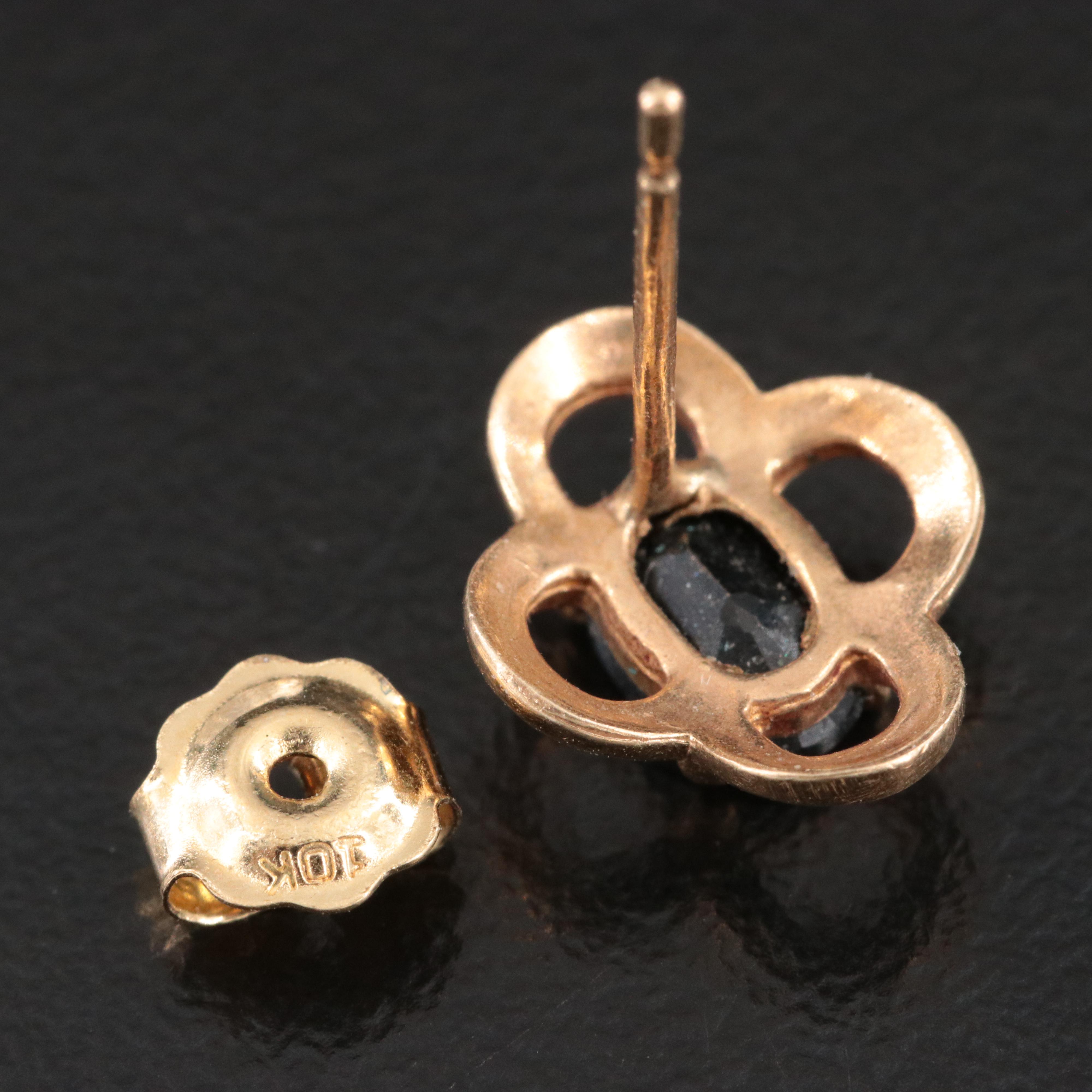 Mixed Metal Scrap Earrings and Backs Featuring Sapphire