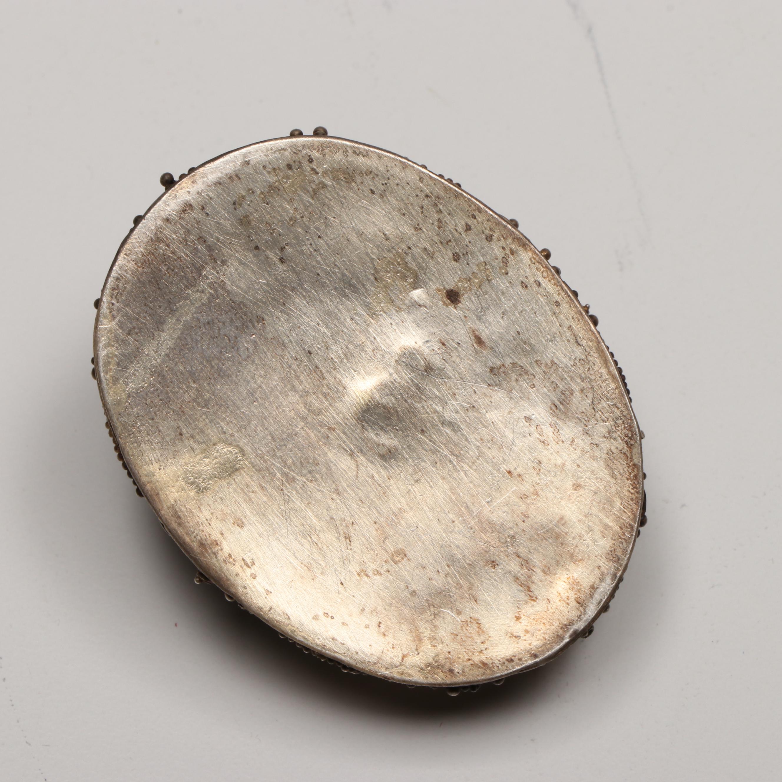 Engraved Silver Plate with Other Metal Vintage Decorative Pill Boxes