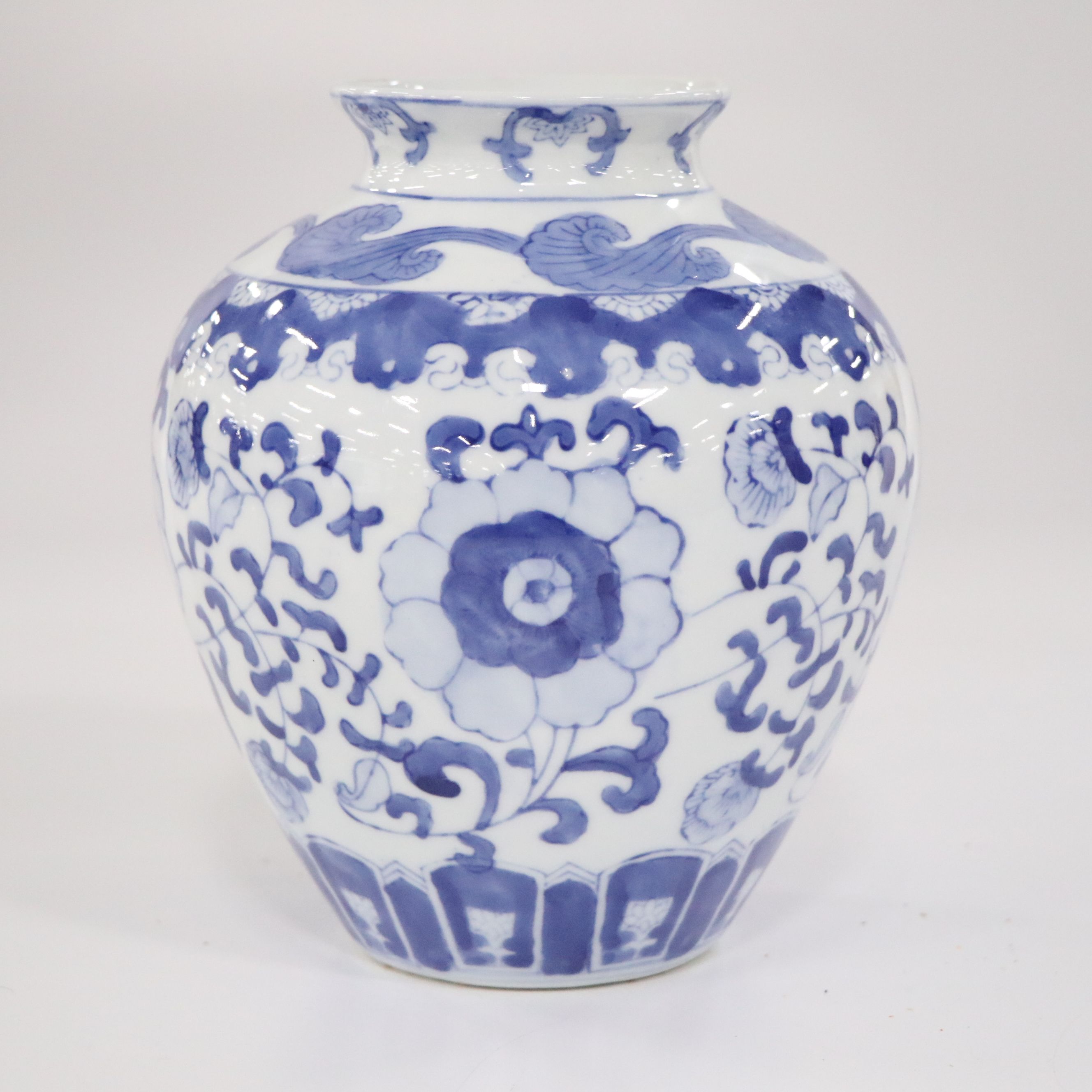Chinese Morning Glory Vine Blue and White Porcelain Vase