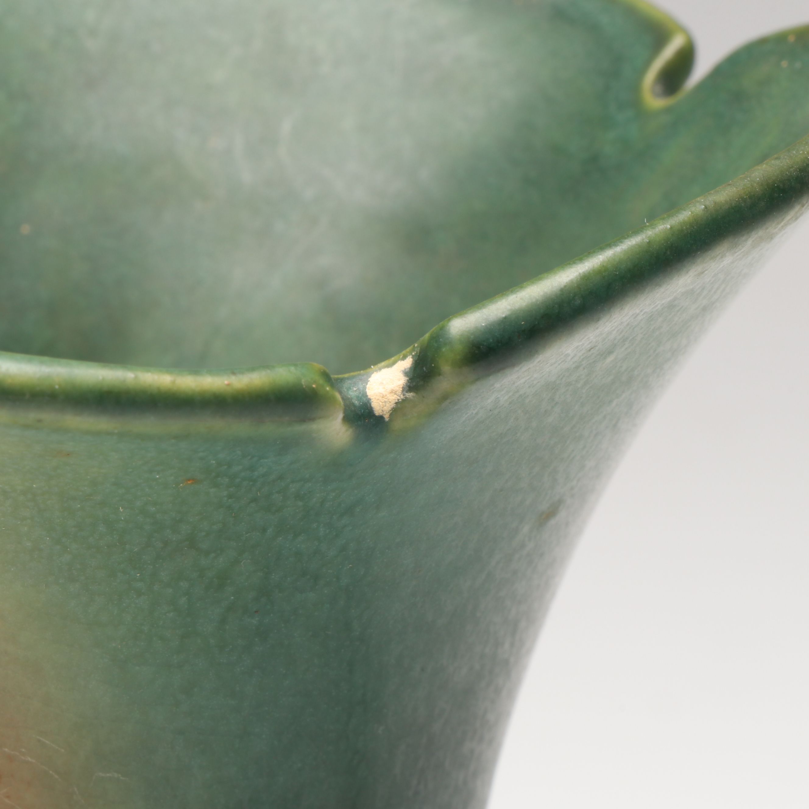 Roseville Pottery White Rose Cornucopia Ceramic Vase