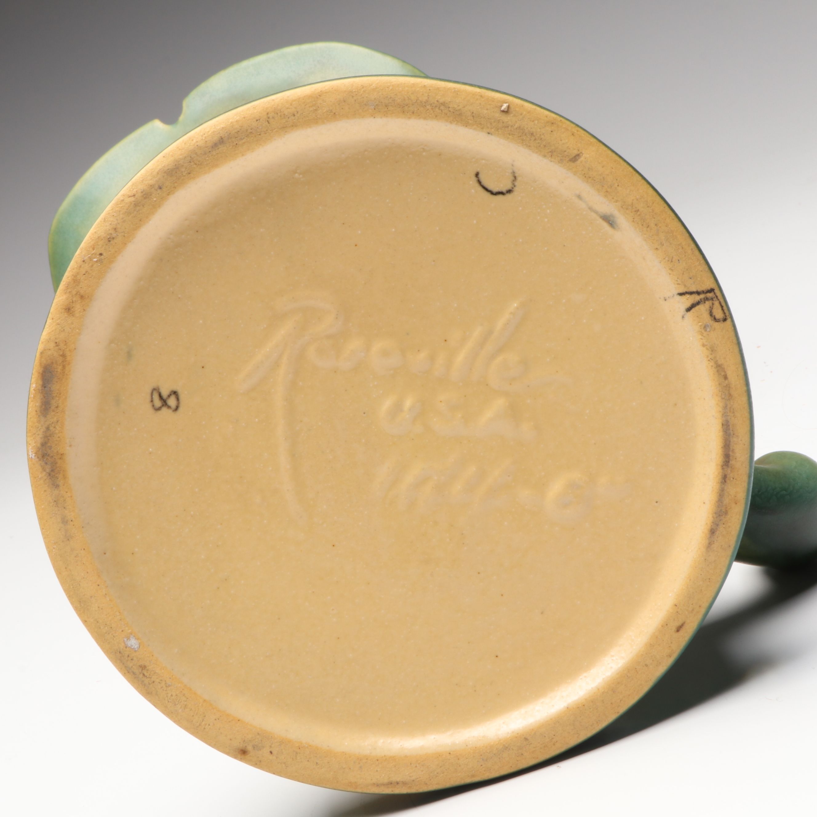 Roseville Pottery White Rose Cornucopia Ceramic Vase