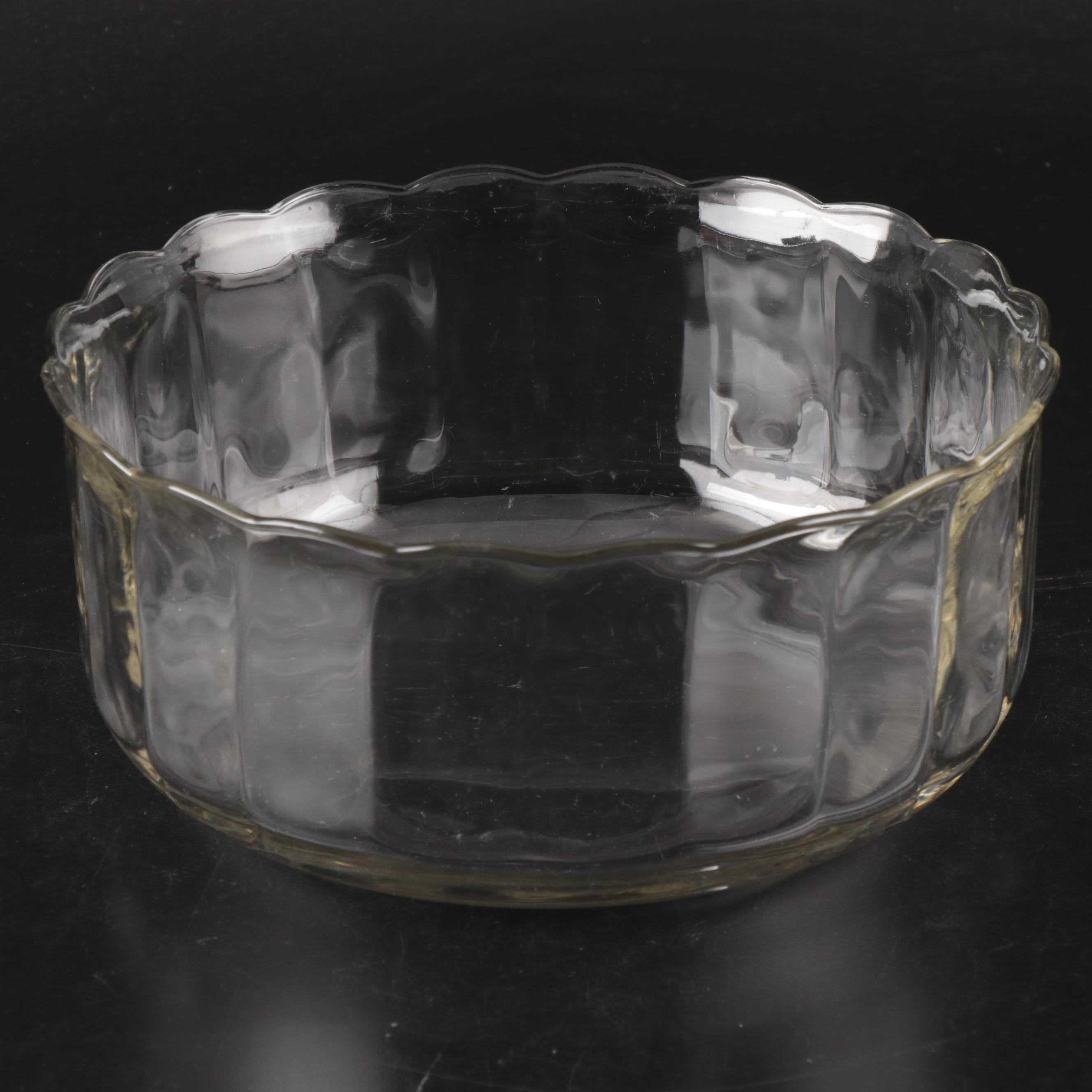 Mid Century Modern Swirl Glass Chip and Dip Trays with Glass Serving Bowl