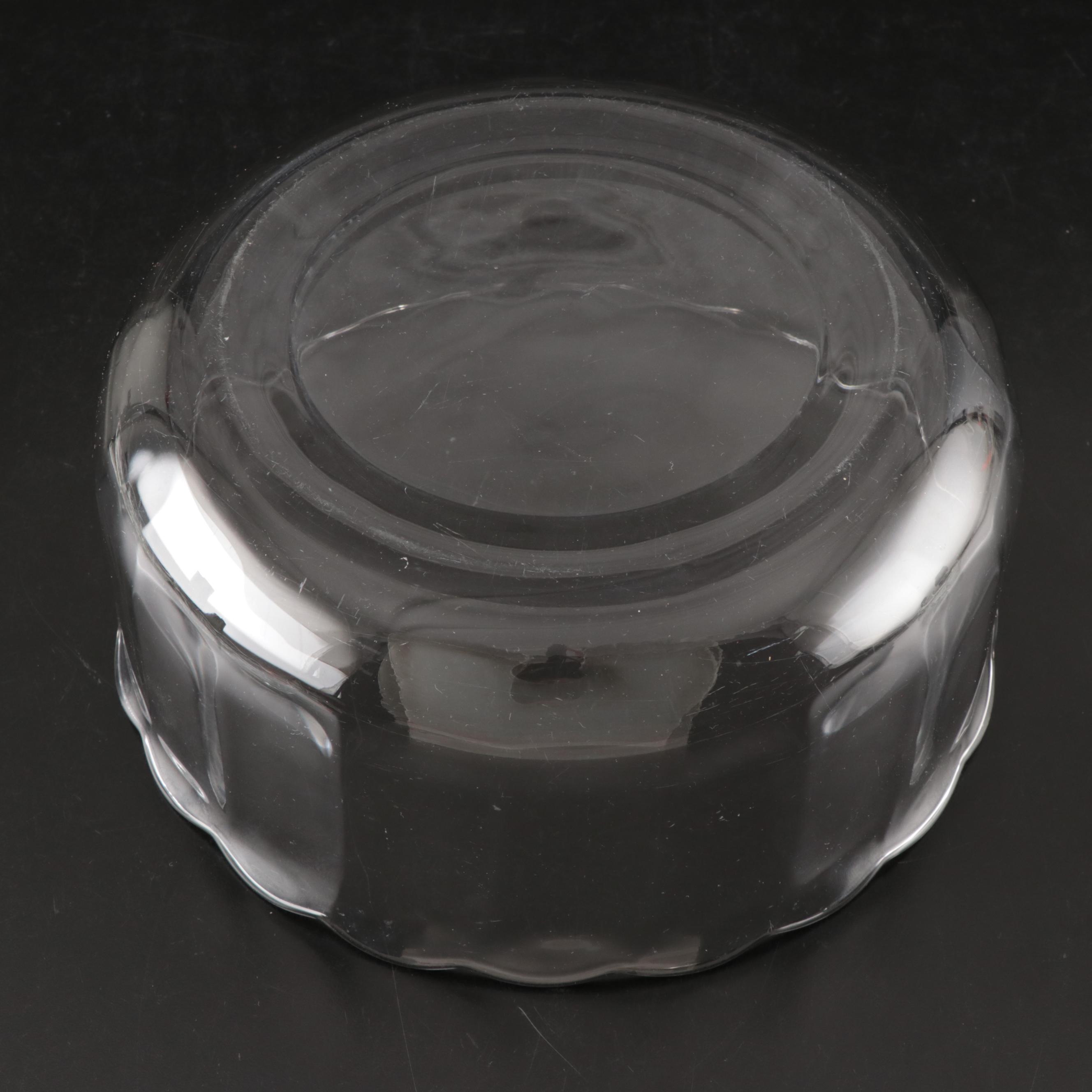 Mid Century Modern Swirl Glass Chip and Dip Trays with Glass Serving Bowl