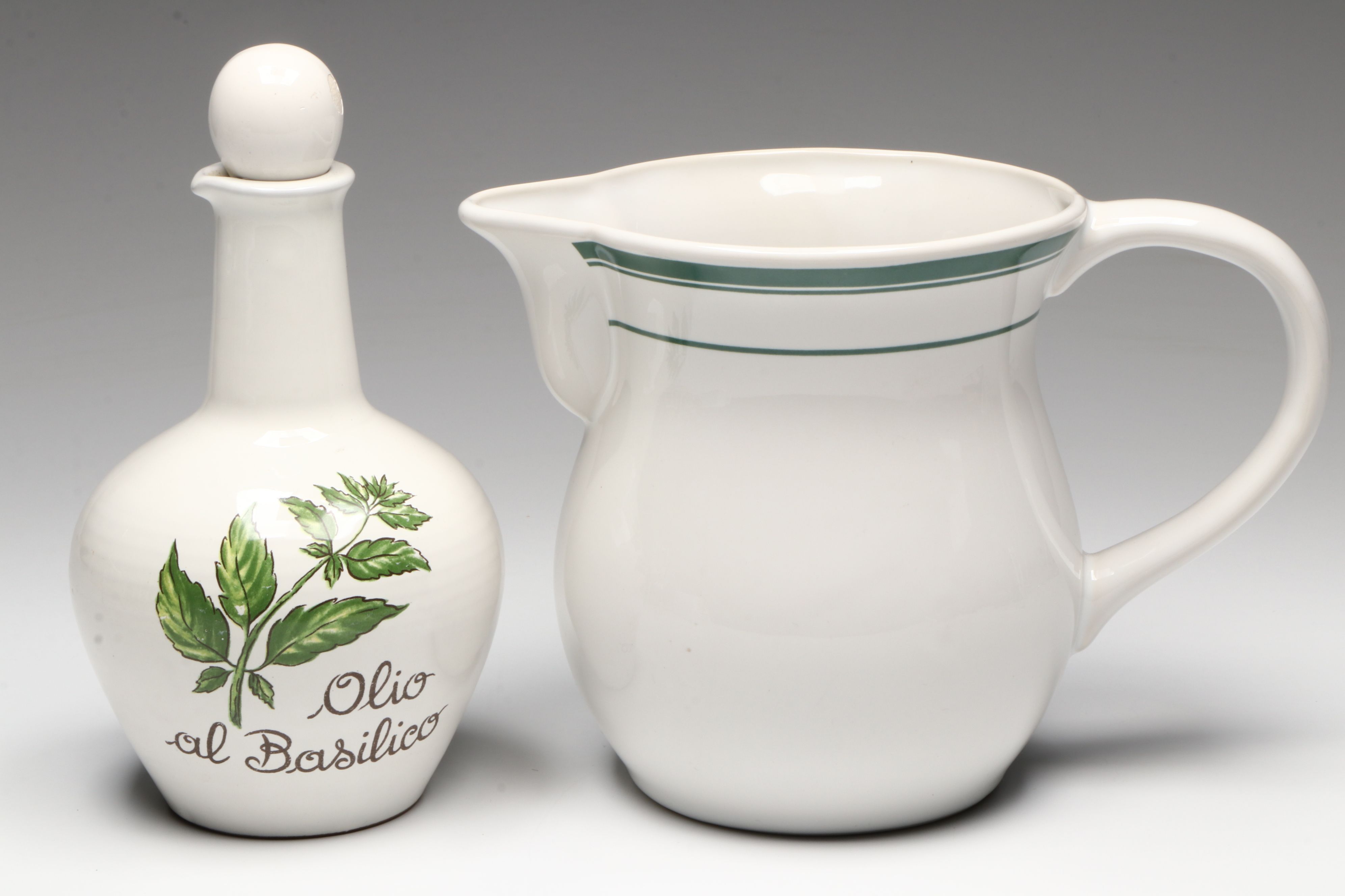 Soule Studio Yellow Glaze Ceramic Pitcher with Other Majolica Style Drinkware