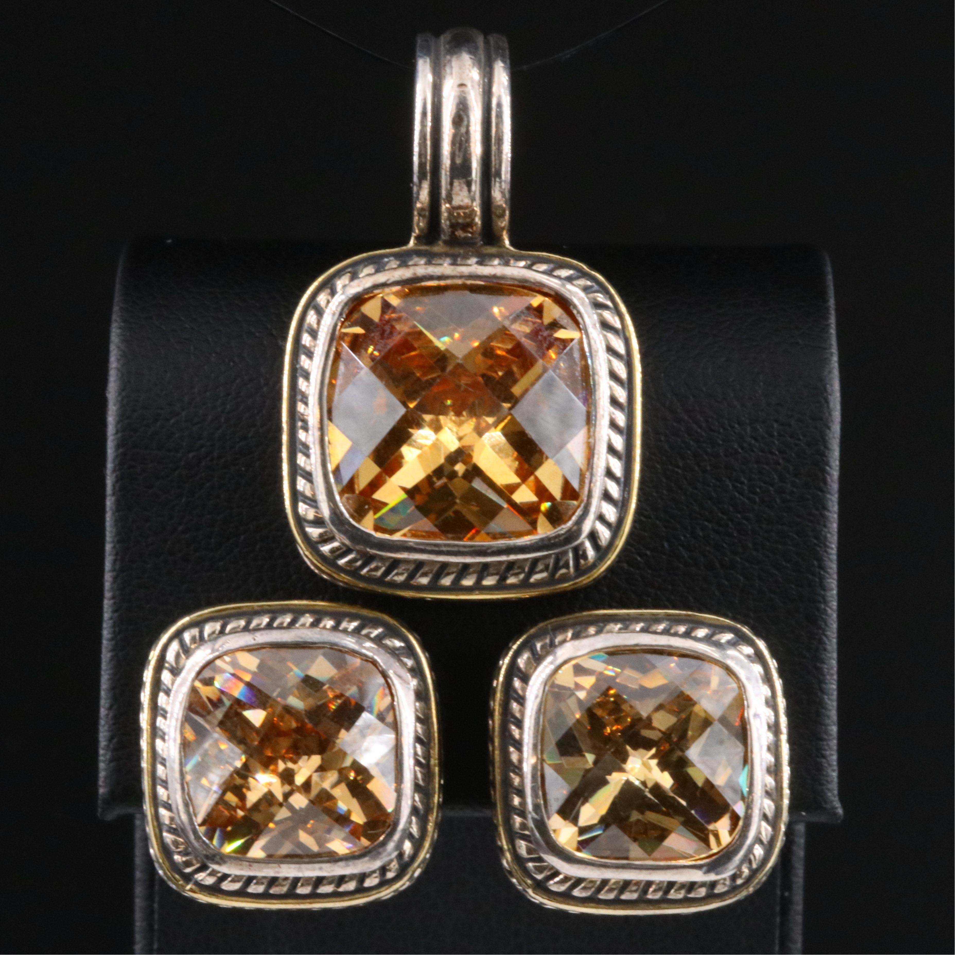 Sterling CZ Enhancer Pendant and Earring Set