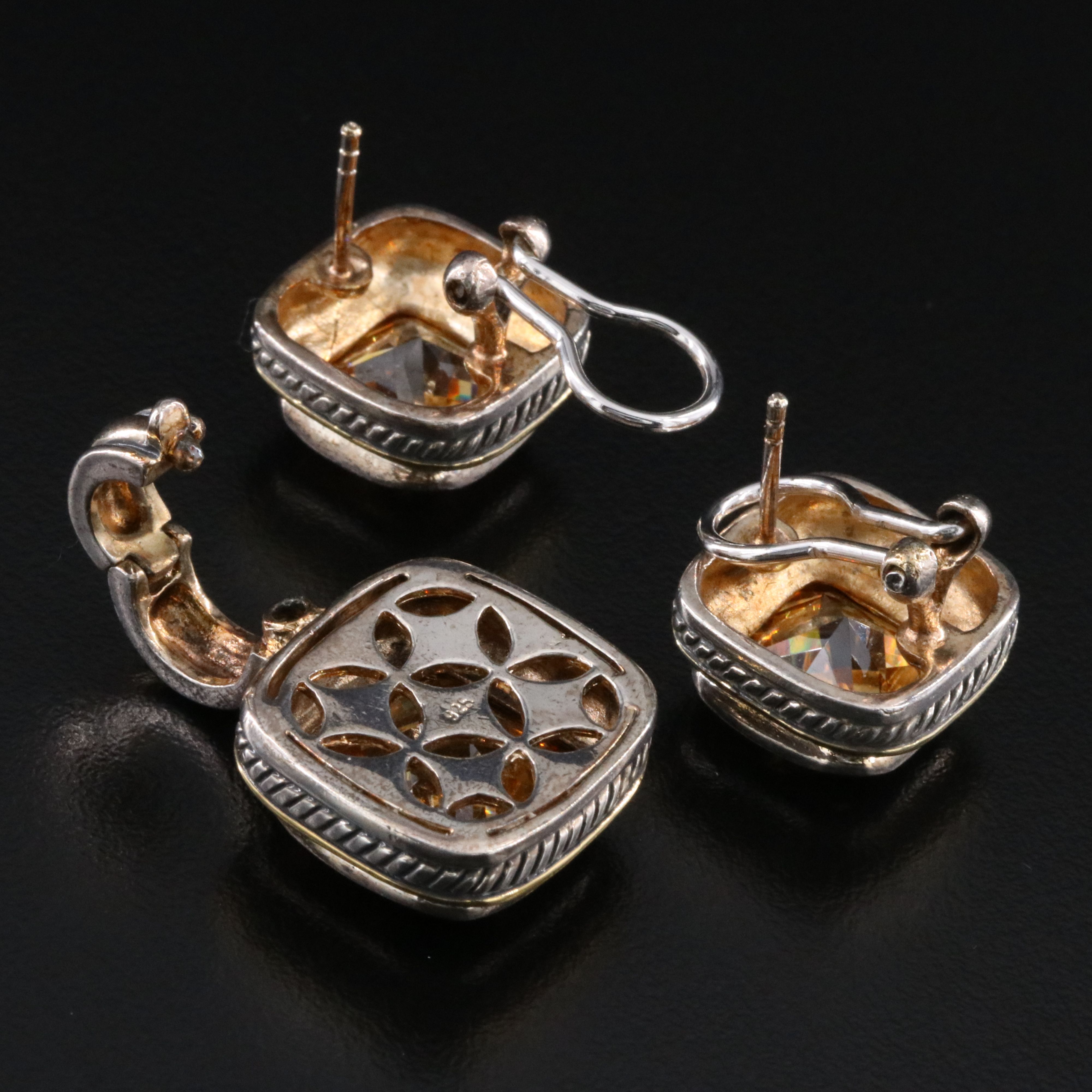 Sterling CZ Enhancer Pendant and Earring Set