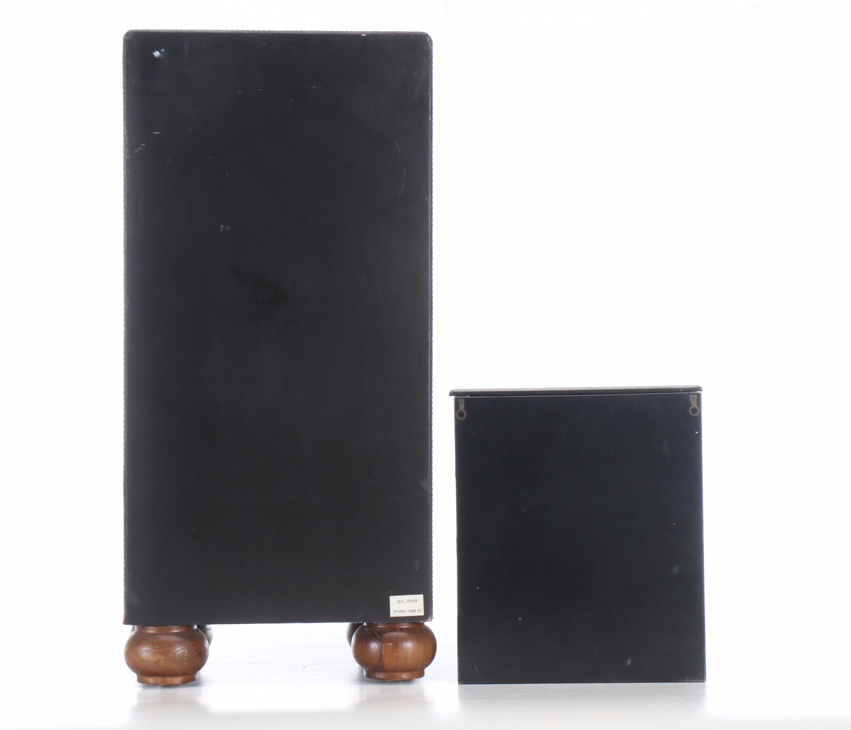 Alligator Leather Shelved Storage Box with Jewelry Box and Woven Wicker Basket