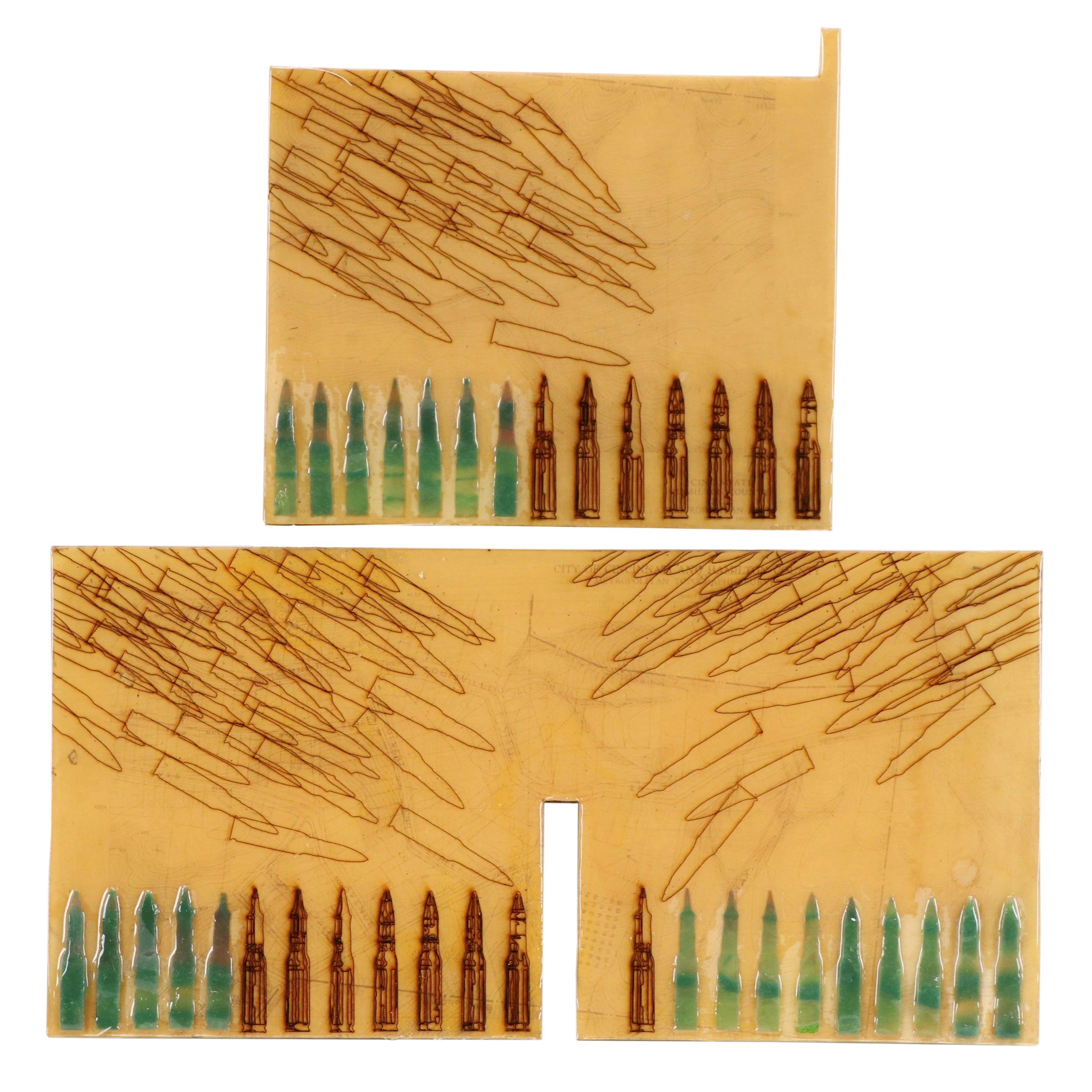 Chris Hoeting Mixed Media Wall Art "Conflict Study #1" and "Conflict Study #1"