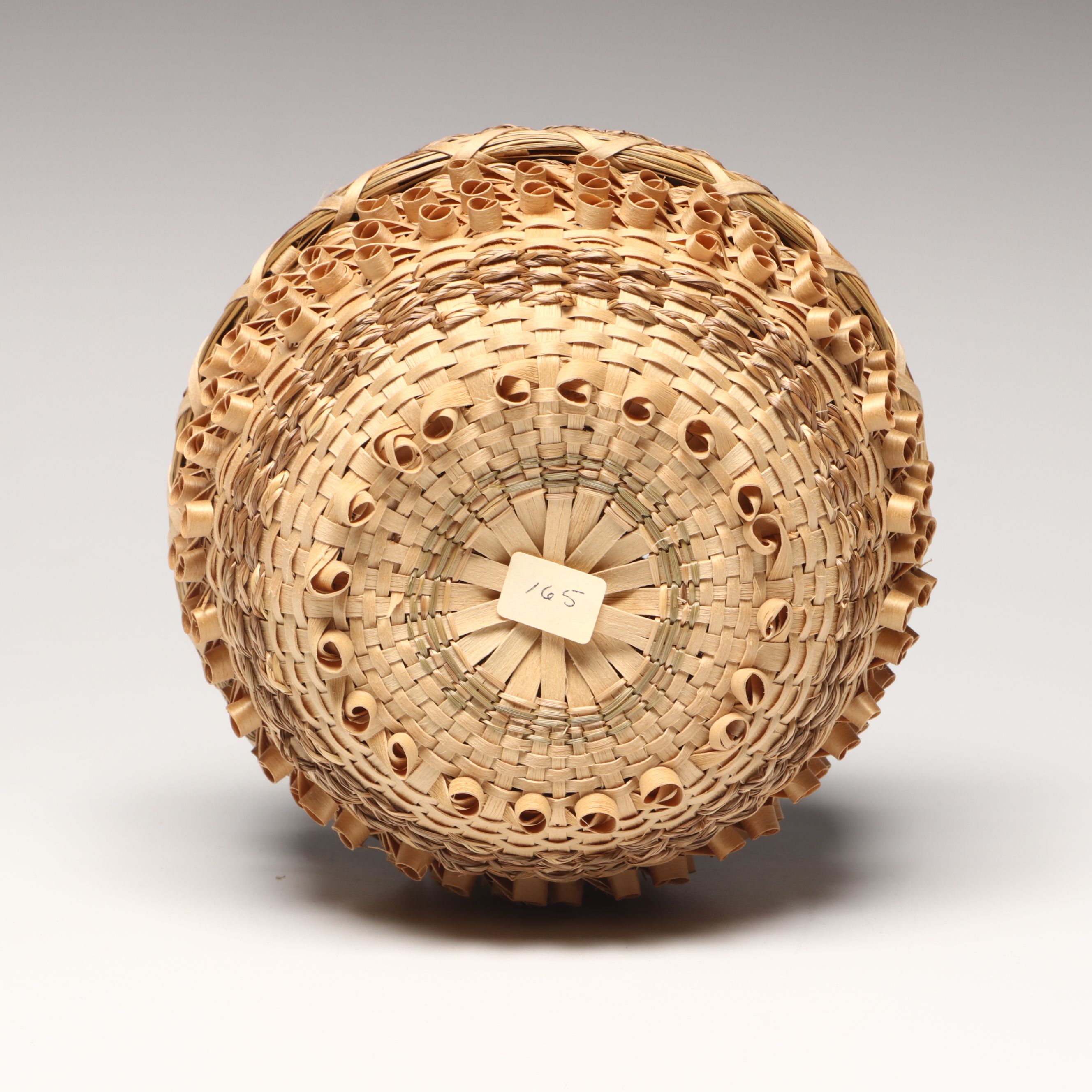 Annie White Mohawk Black Ash and Sweetgrass Lidded Basket